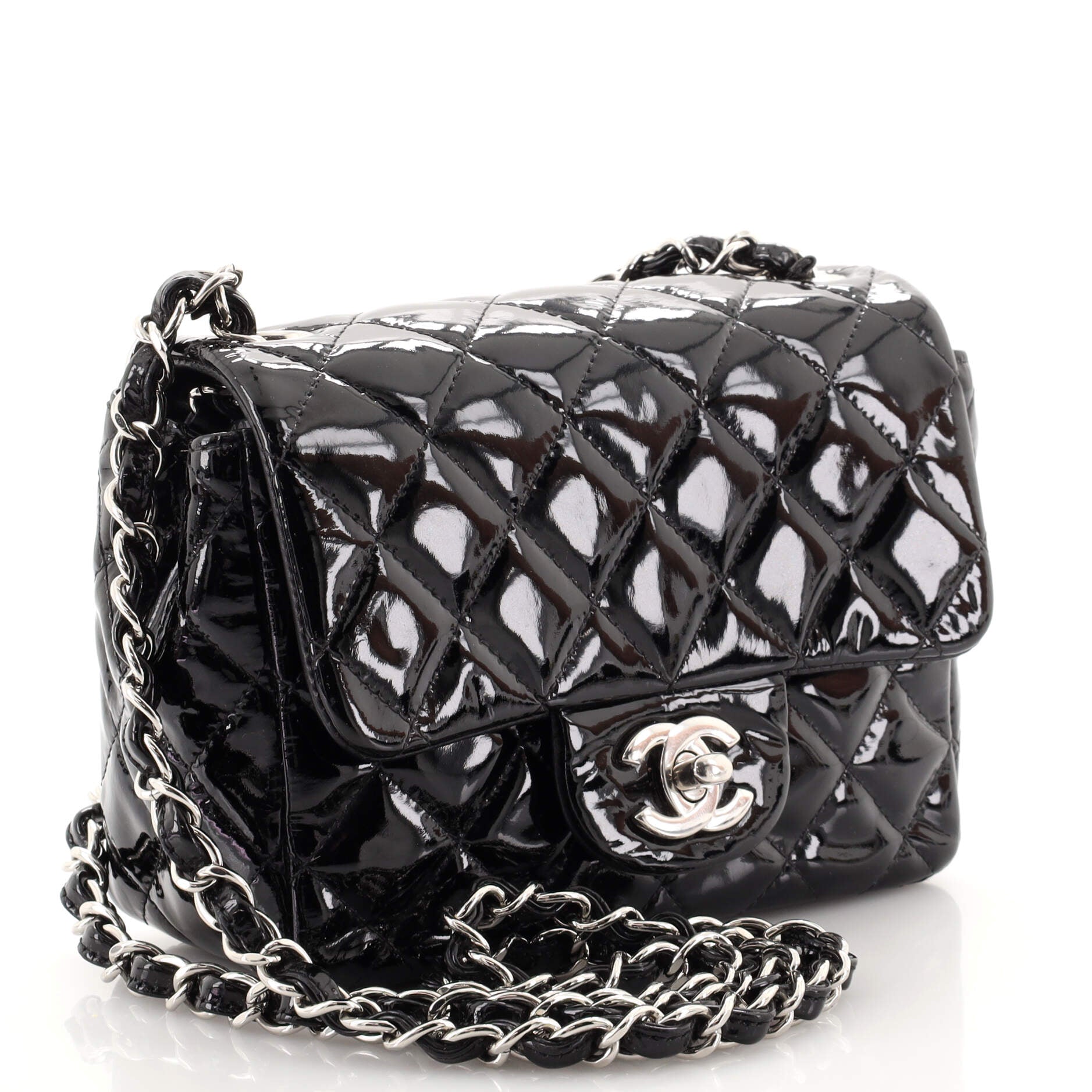 Square Classic Single Flap Bag Quilted Patent Mini