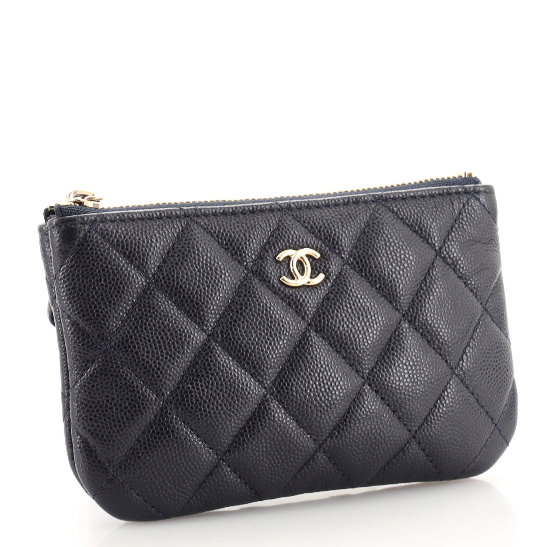 Classic O Case Pouch Quilted Caviar Mini