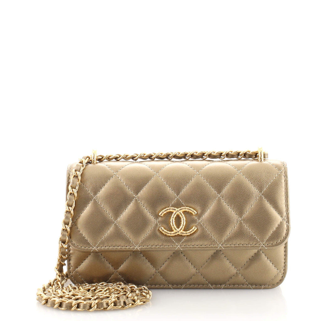 CC Flap Phone Holder with Chain Quilted Lambskin Mini