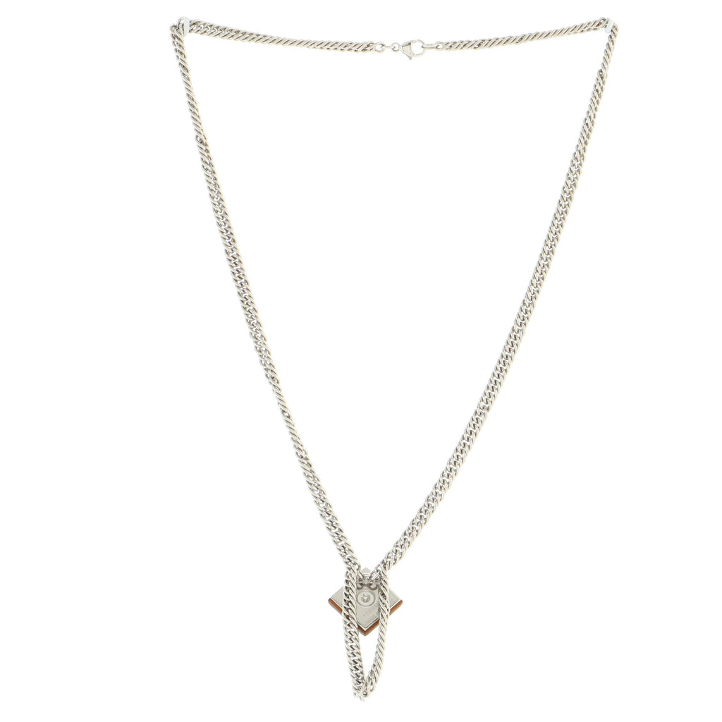 Gourmette Equestre Pendant Necklace Leather with Metal Small