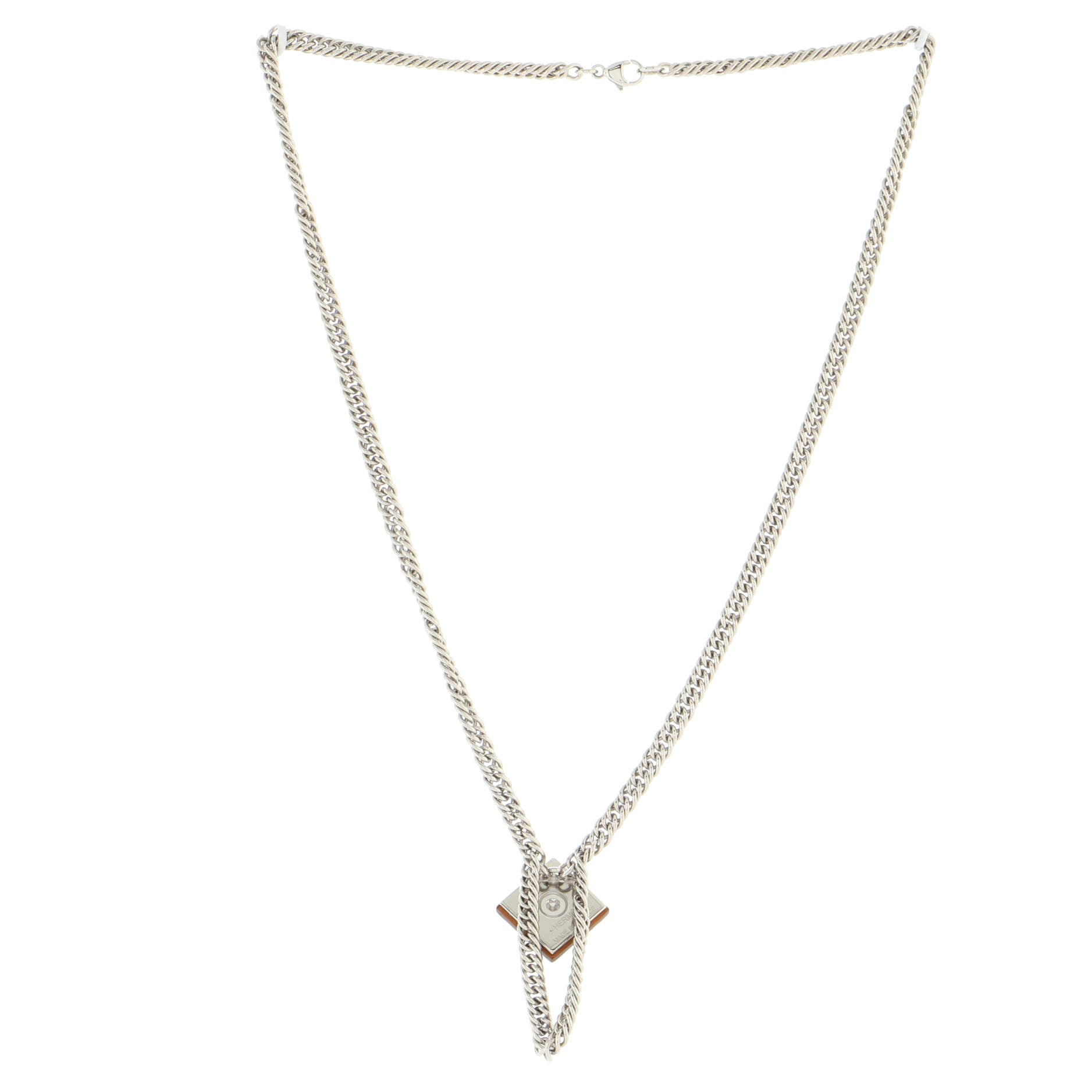 Gourmette Equestre Pendant Necklace Leather with Metal Small