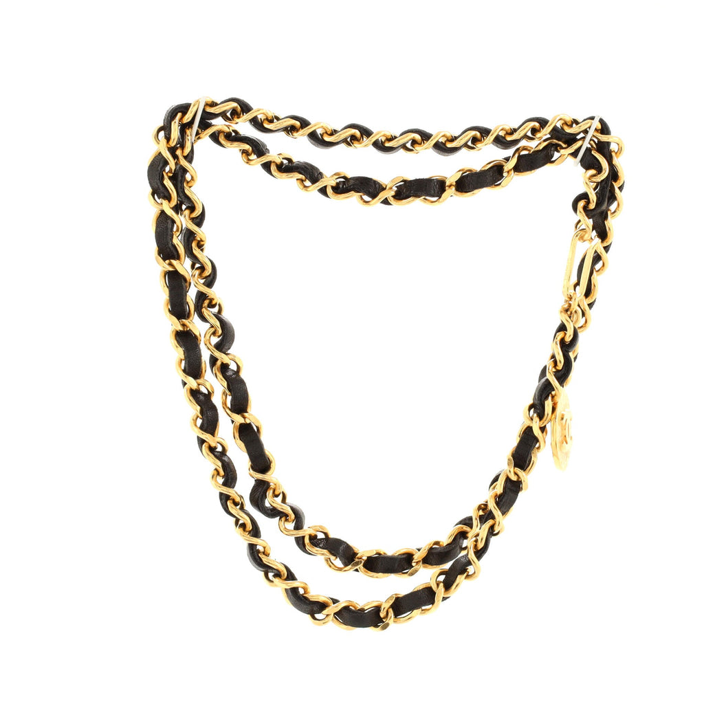 Vintage Medallion Chain Belt Metal and Leather 90