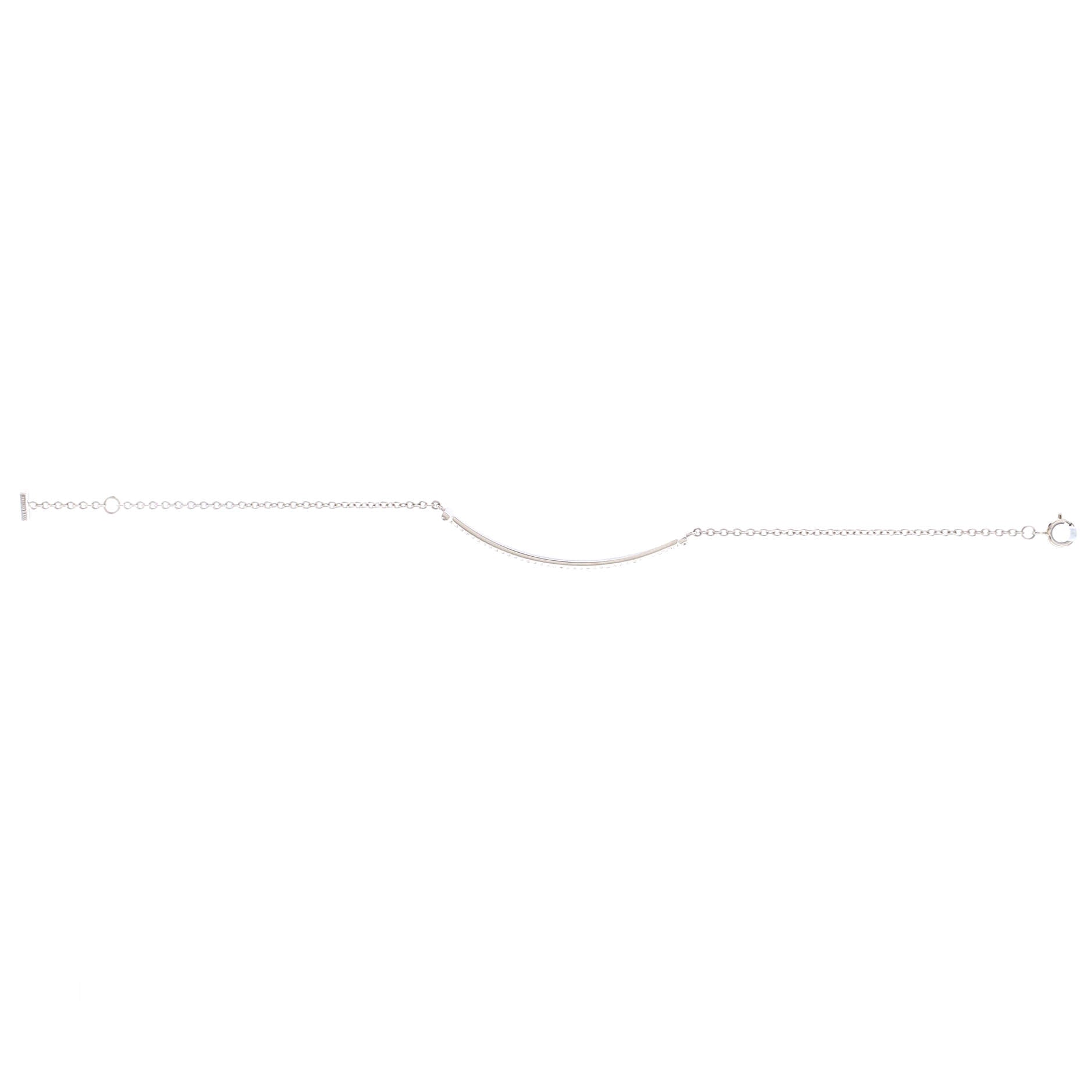 T Smile Chain Bracelet 18K White Gold with Diamonds Large