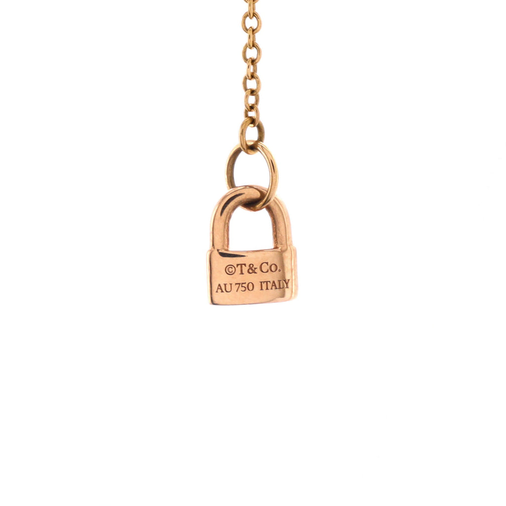 Love Heart Tag Key Pendant Necklace 18K Rose Gold with Diamonds