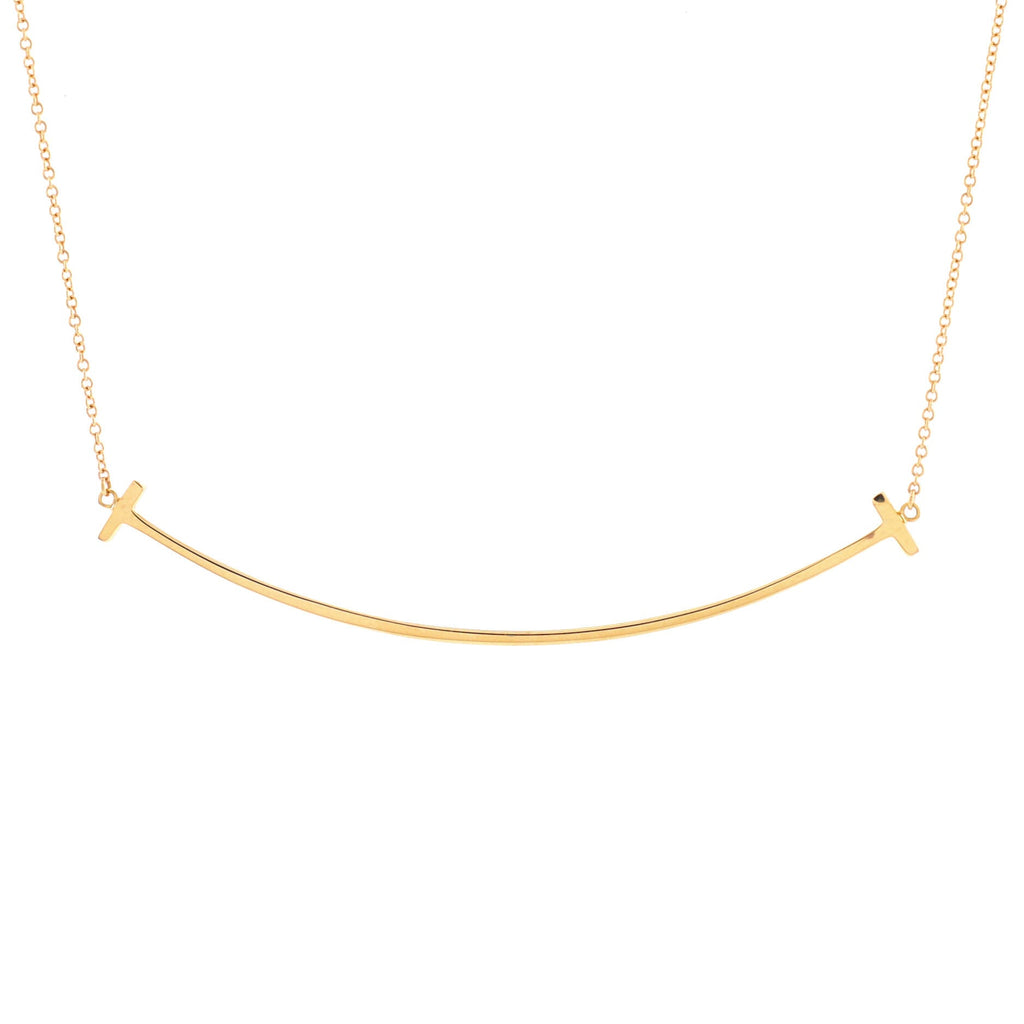 T Smile Pendant Necklace 18K Rose Gold Large