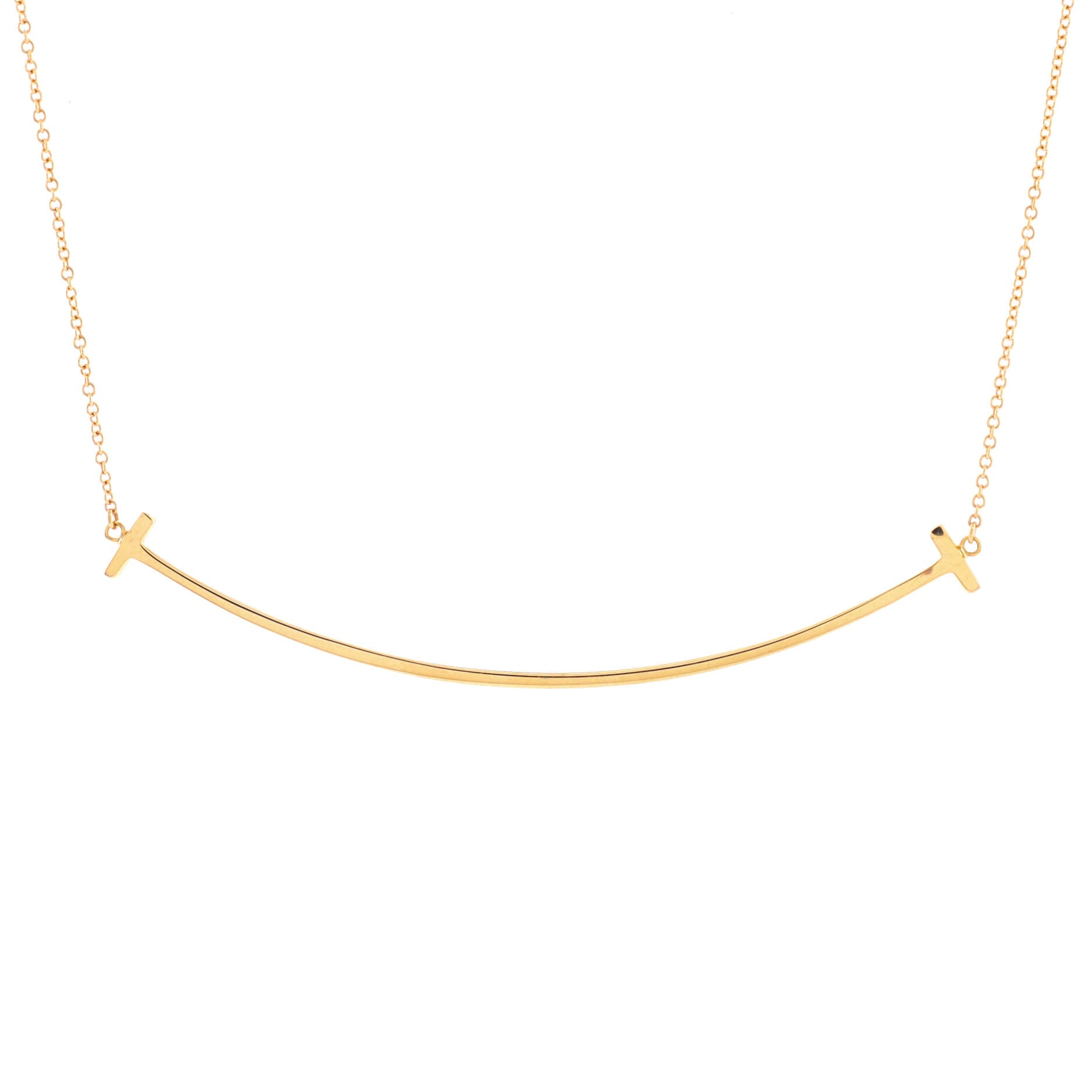 T Smile Pendant Necklace 18K Rose Gold Large