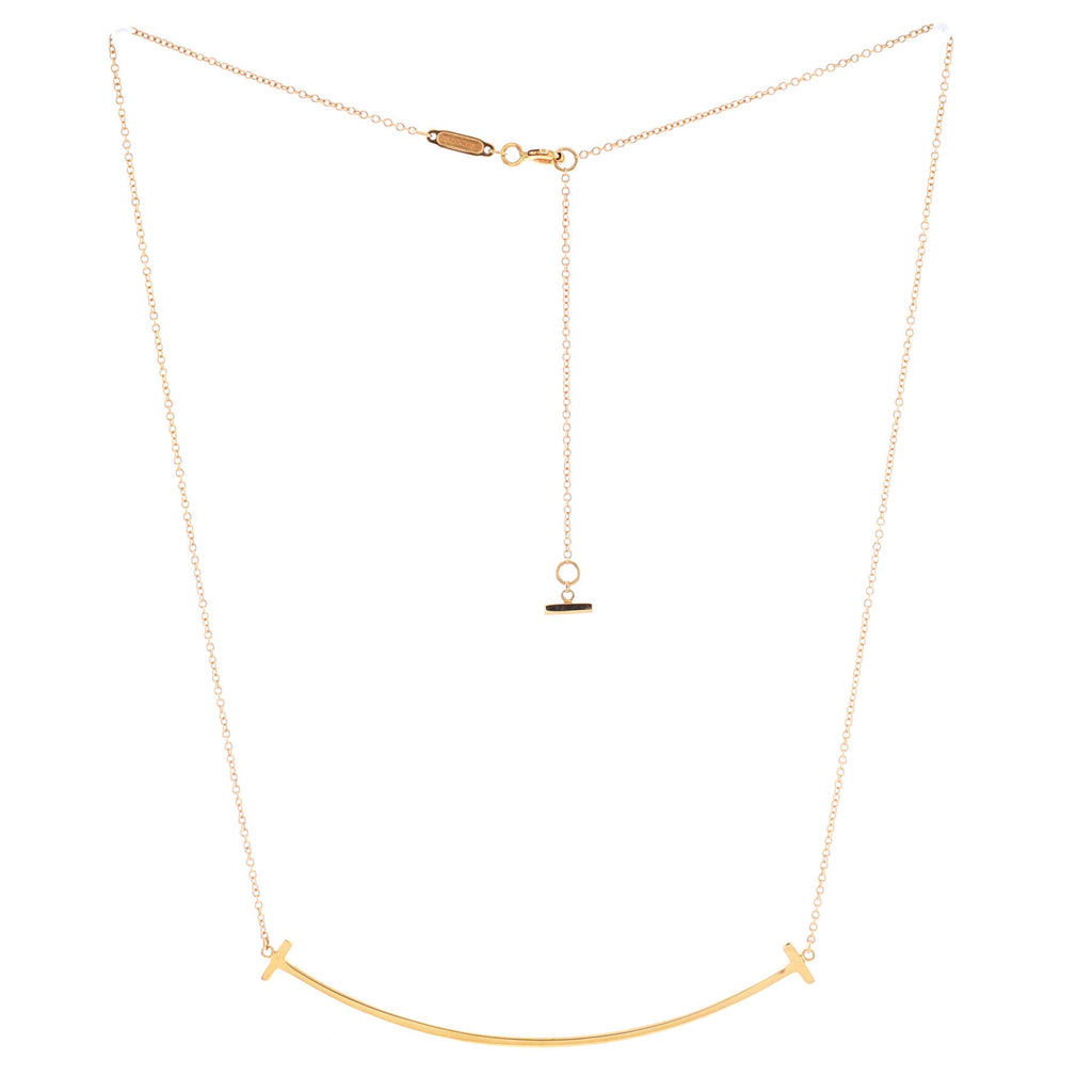 T Smile Pendant Necklace 18K Rose Gold Large