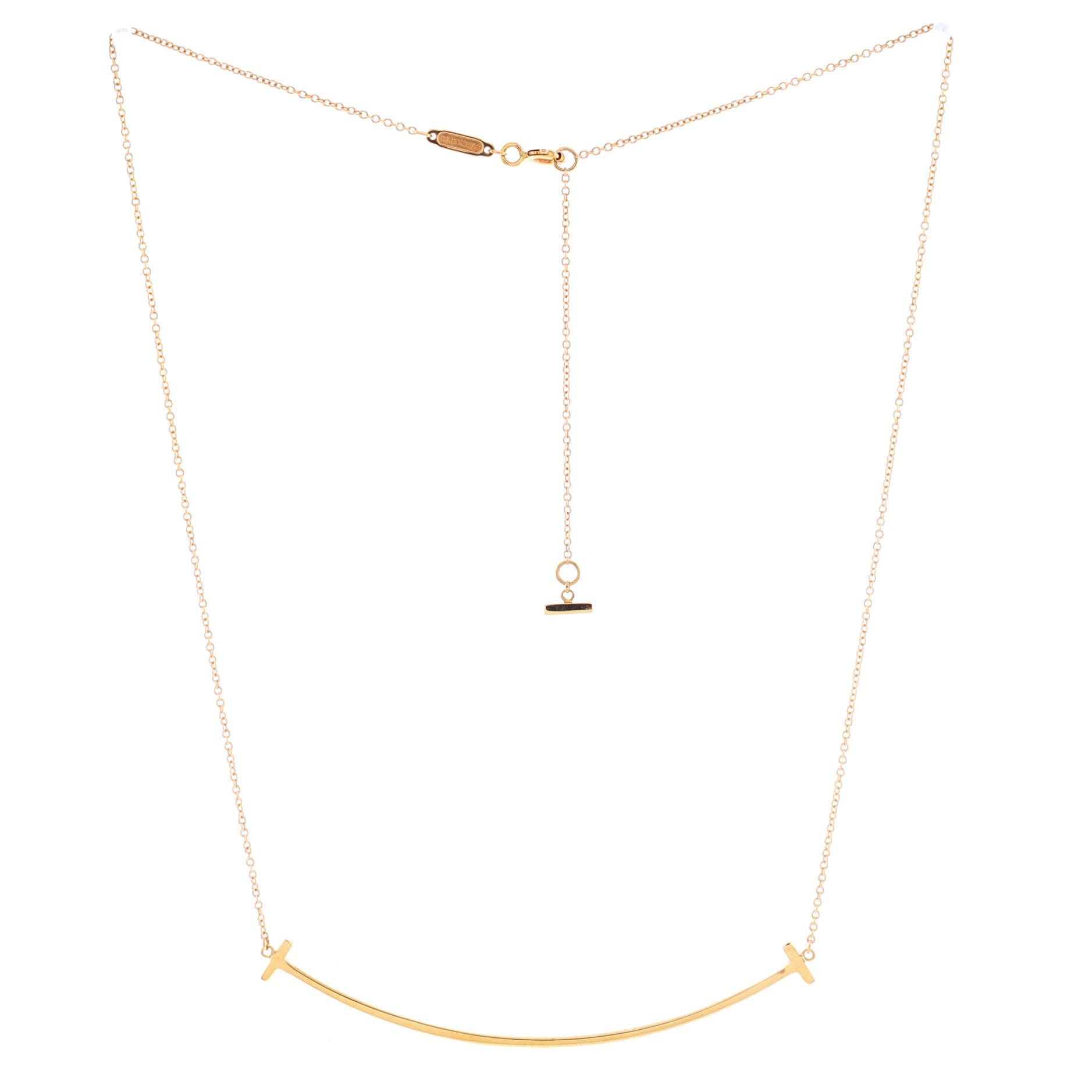 T Smile Pendant Necklace 18K Rose Gold Large