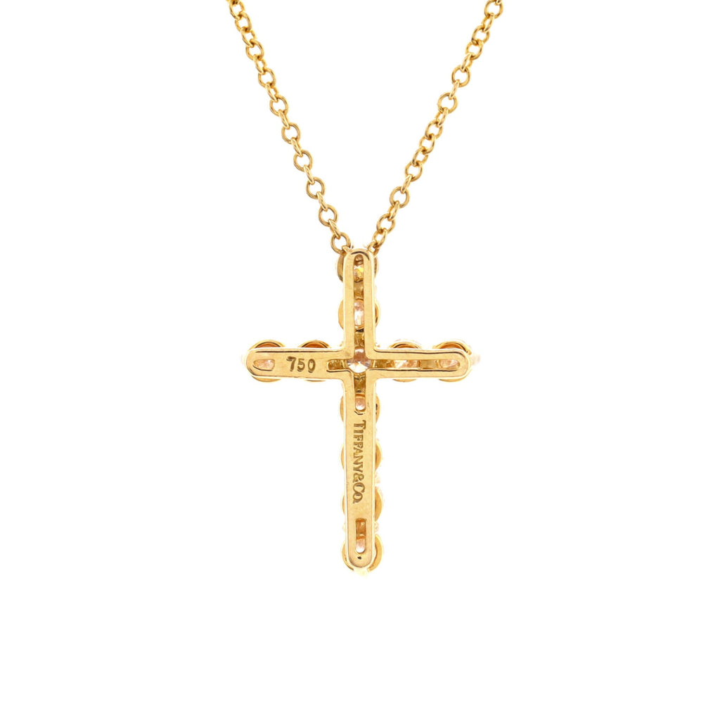 Cross Pendant Necklace 18K Yellow Gold with Diamonds Small