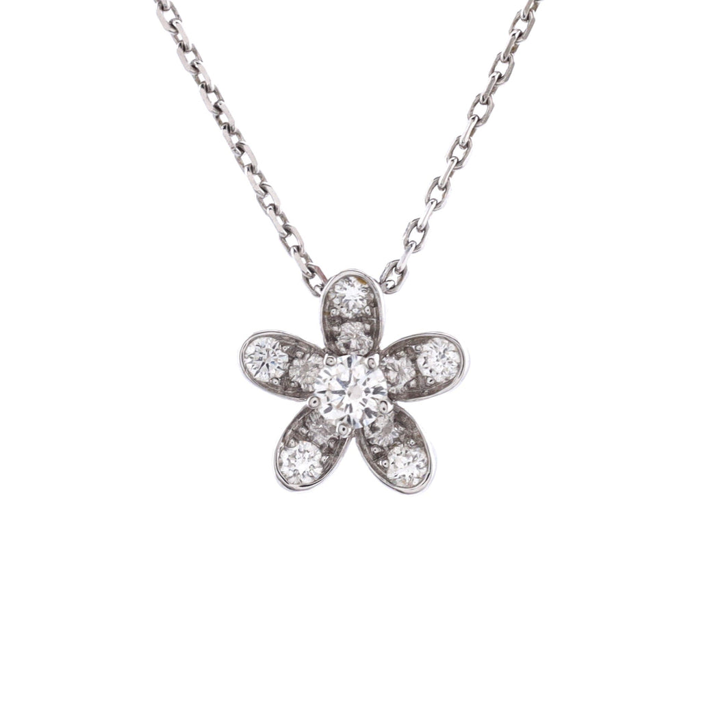 Socrate Flower Pendant Necklace 18K White Gold and Diamonds