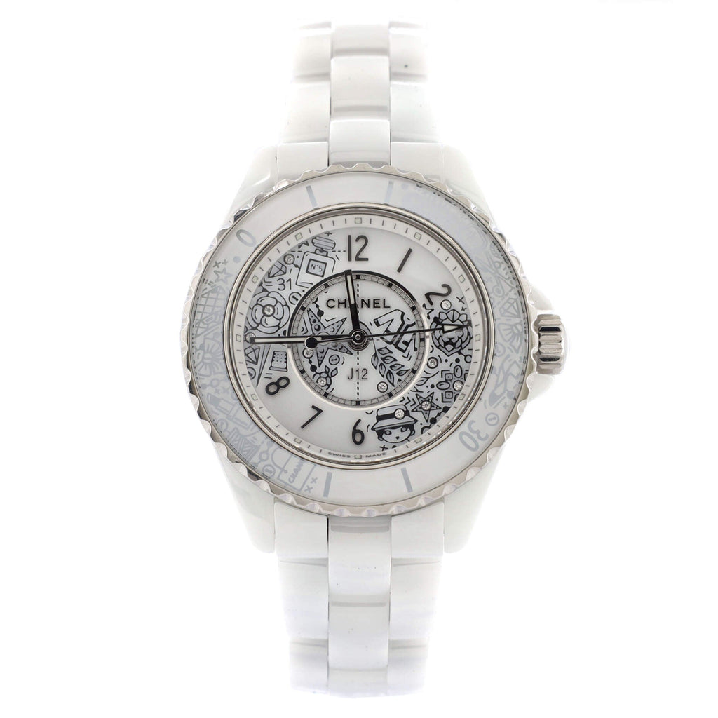 J12-20 Limited Edition Quartz Watch Ceramic and Stainless Steel with Diamonds 33