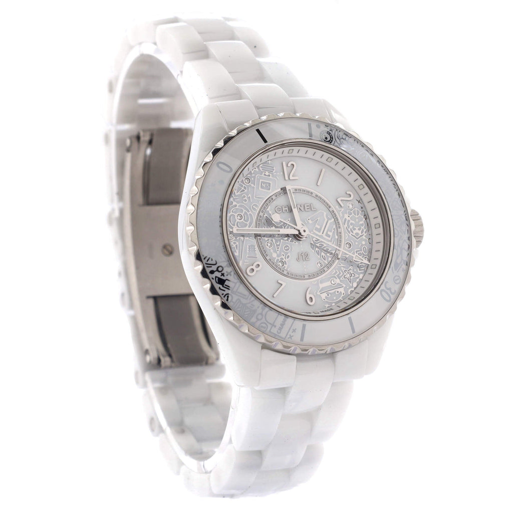J12-20 Limited Edition Quartz Watch Ceramic and Stainless Steel with Diamonds 33