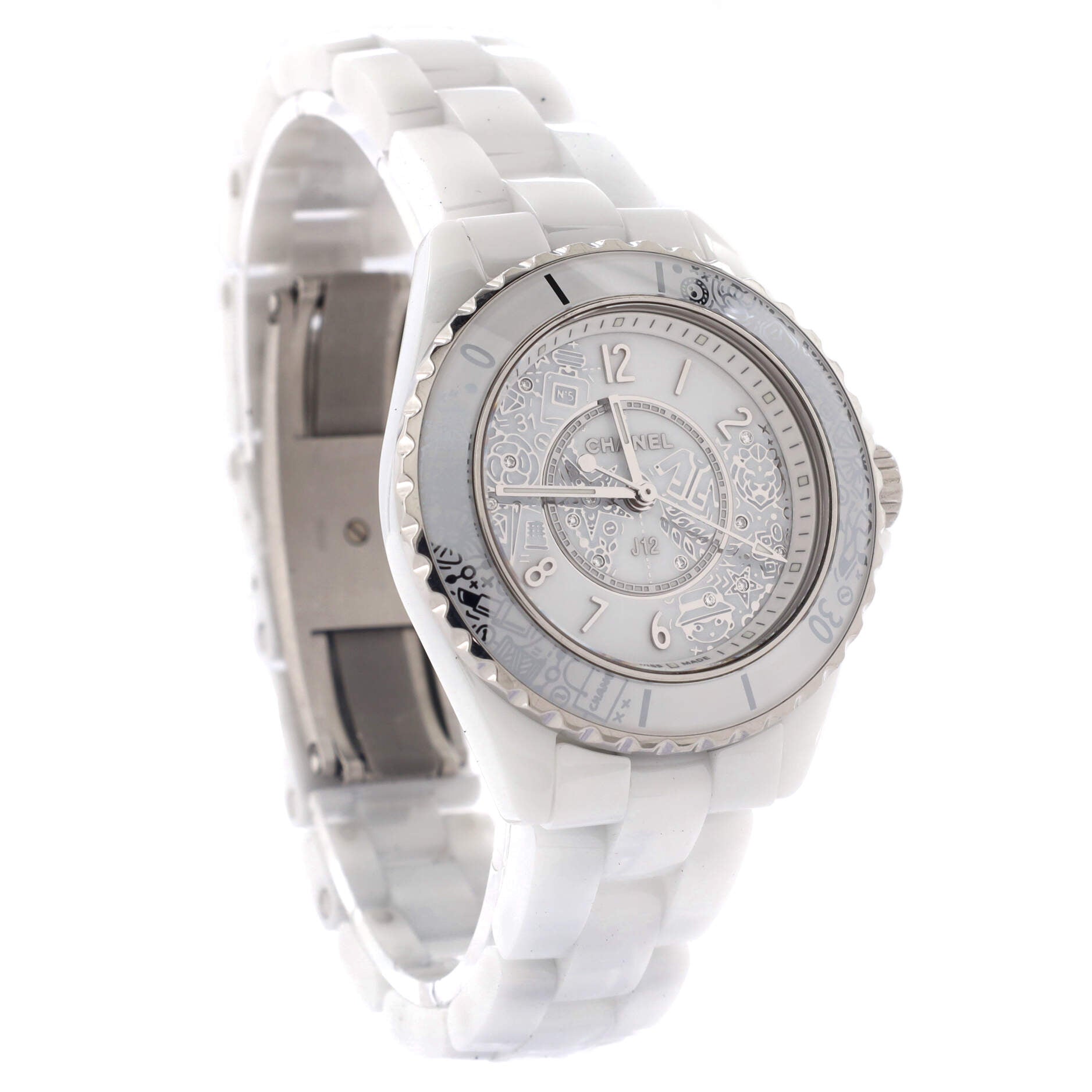 J12-20 Limited Edition Quartz Watch Ceramic and Stainless Steel with Diamonds 33