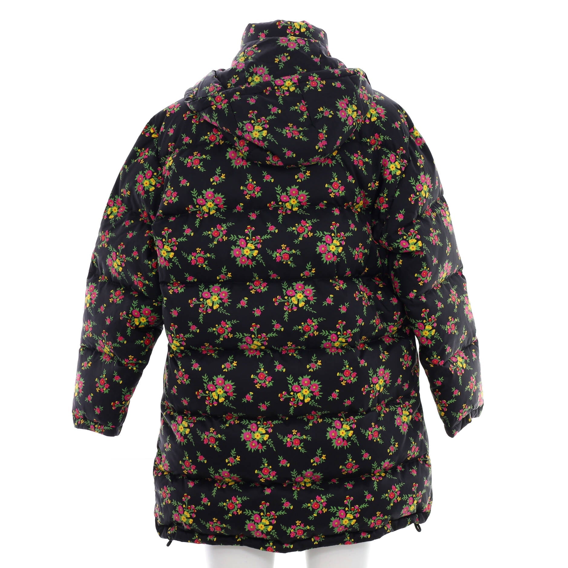 Women's Hooded Puffer Jacket Quilted Flower Printed Polyamide with Down