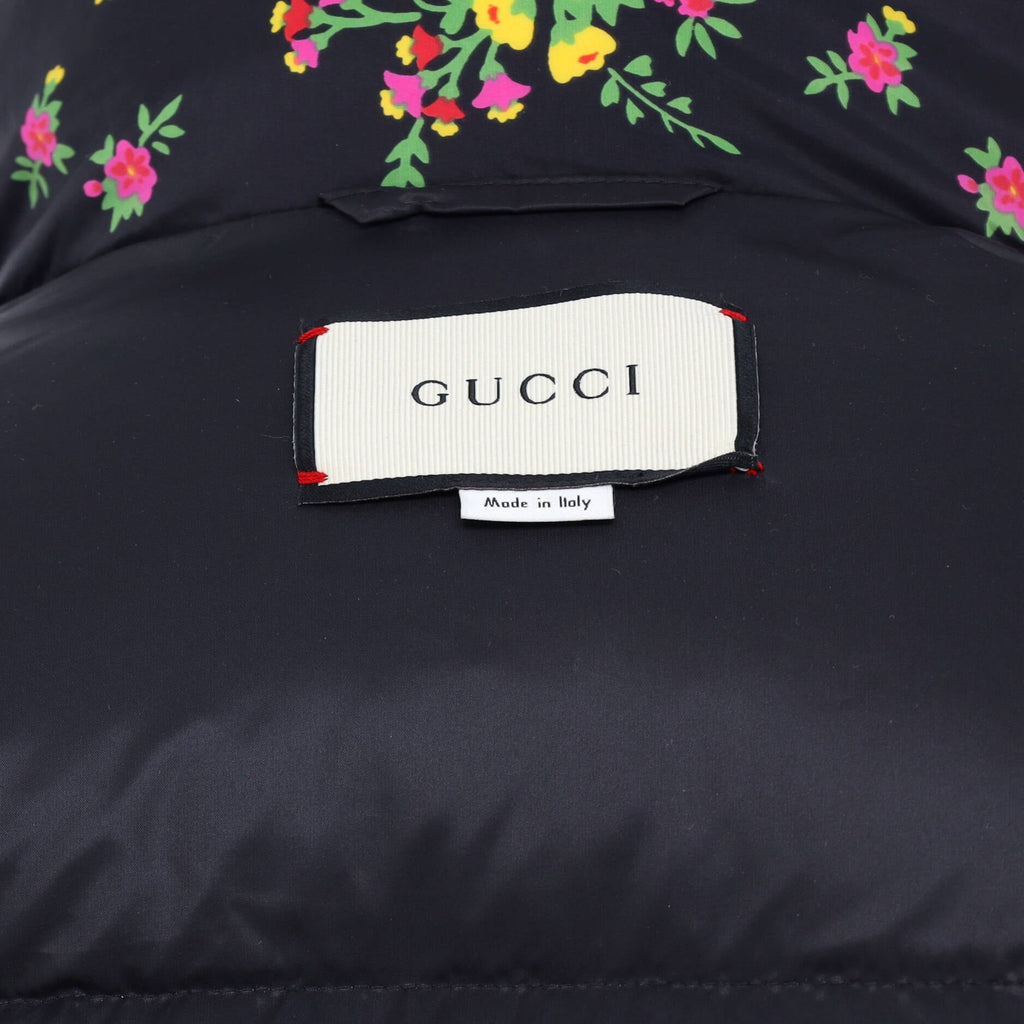 Women's Hooded Puffer Jacket Quilted Flower Printed Polyamide with Down