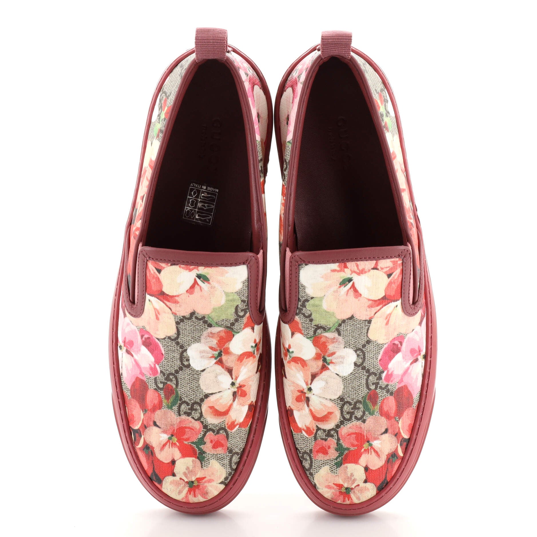 Women's Slip-On Sneakers Blooms Print GG Coated Canvas