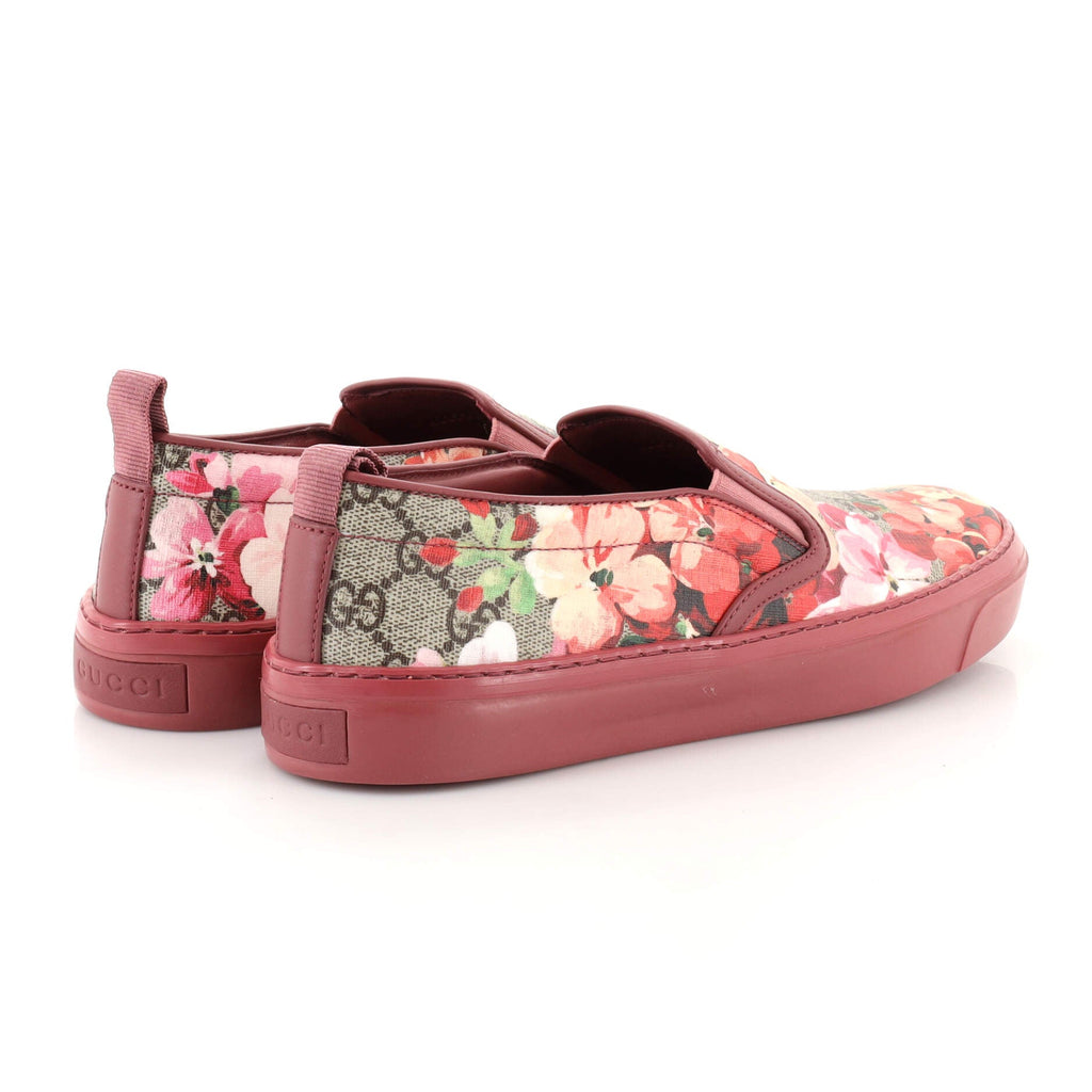Women's Slip-On Sneakers Blooms Print GG Coated Canvas