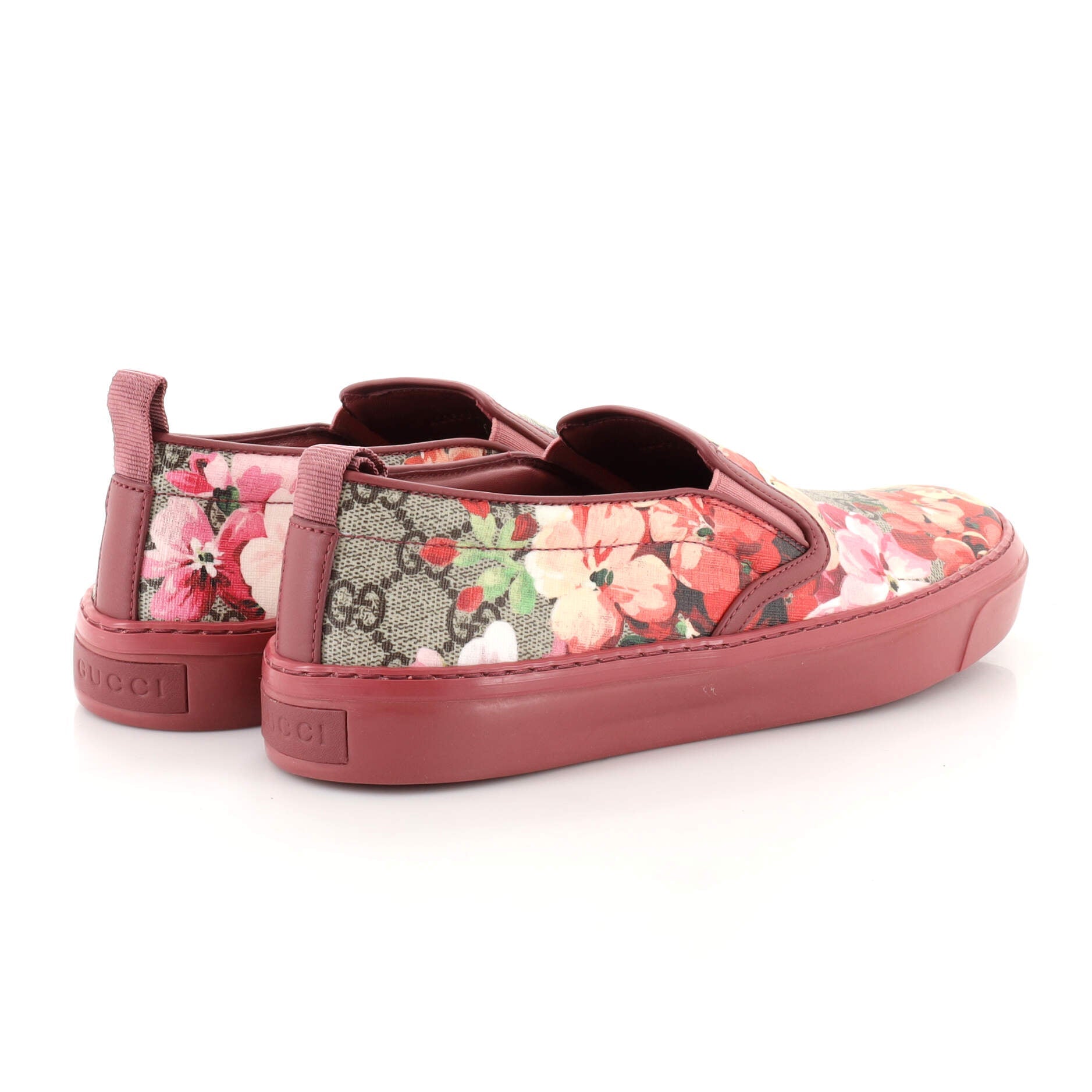 Women's Slip-On Sneakers Blooms Print GG Coated Canvas