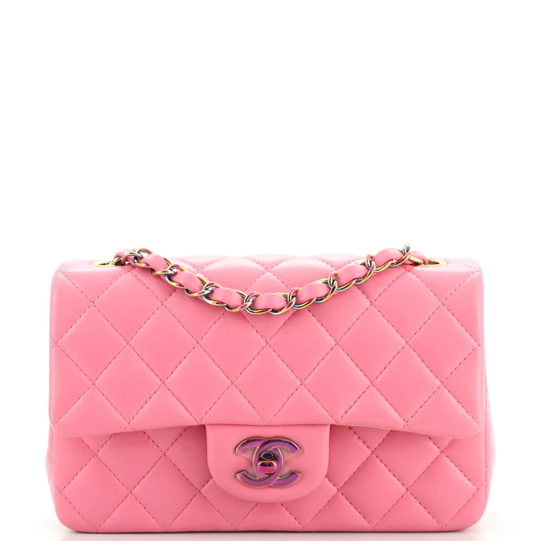 Classic Single Flap Bag Quilted Lambskin with Rainbow Hardware Mini