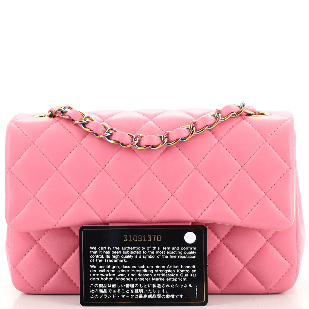 Classic Single Flap Bag Quilted Lambskin with Rainbow Hardware Mini