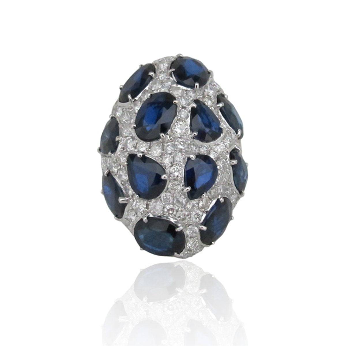 18K WHITE GOLD SAPPHIRE & DIAMONDS STATEMENT RING