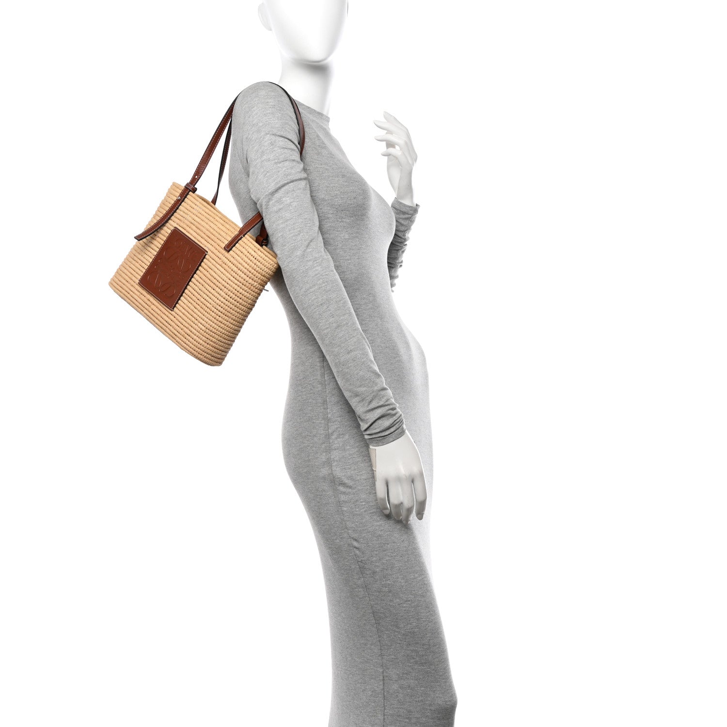 Raffia Small Square Basket Tote Bag Natural Tan