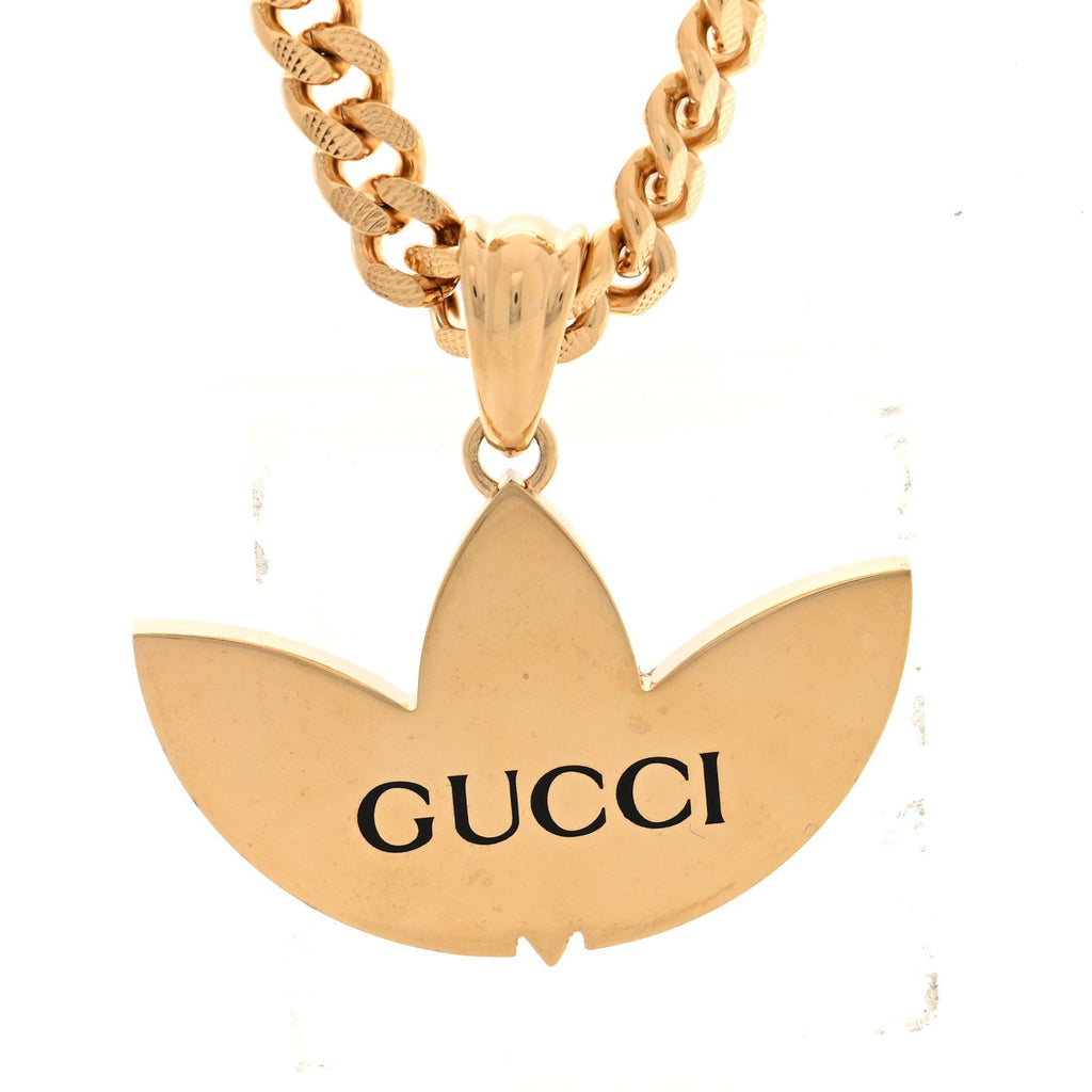 X ADIDAS Gourmette Trefoil Pendant Necklace Gold