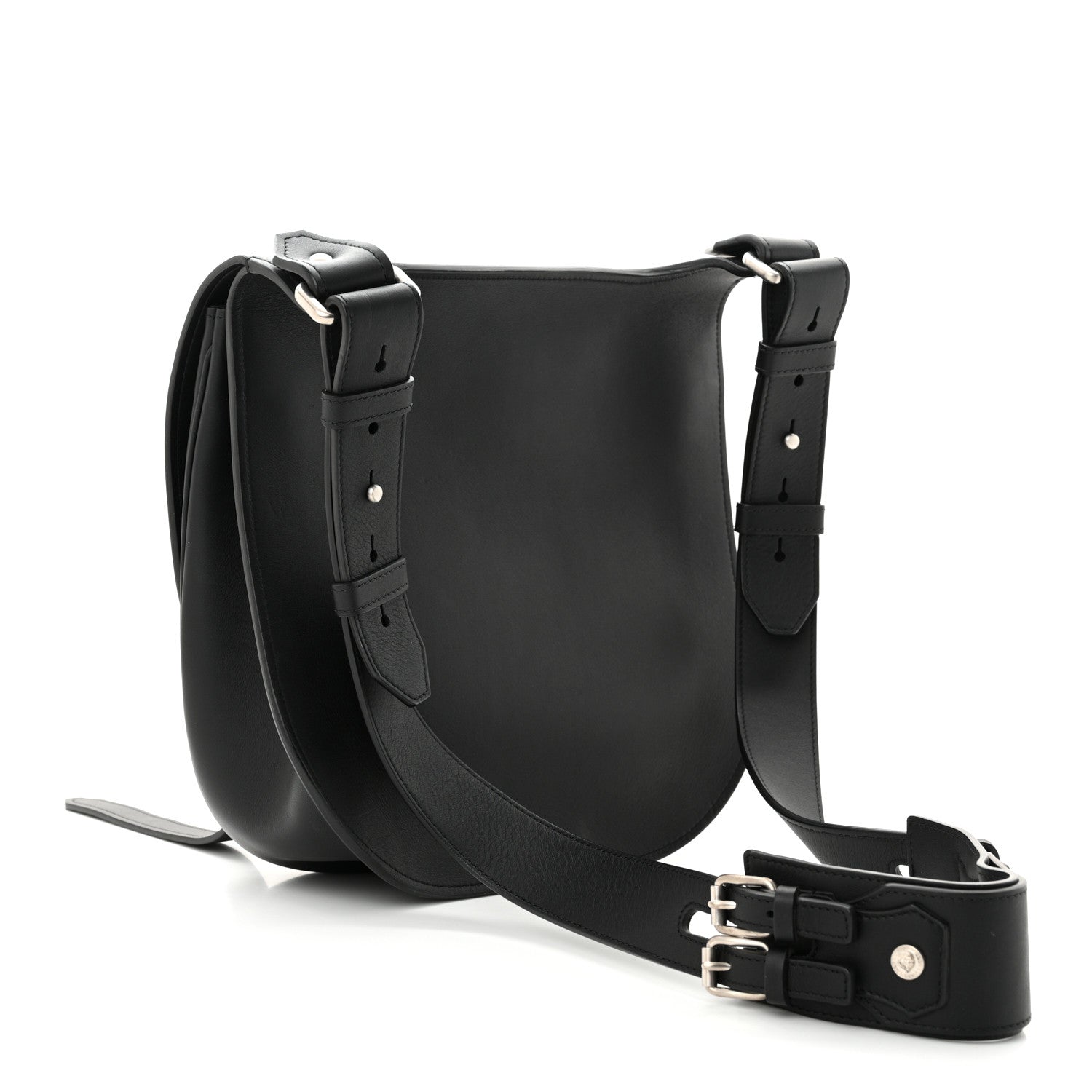 Calfskin Small Biker Chain Satchel Black