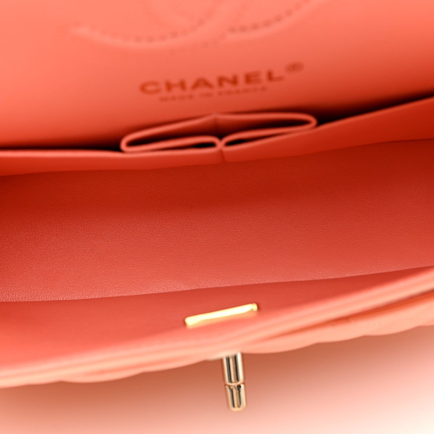 Lambskin Quilted Small Double Flap Light Orange