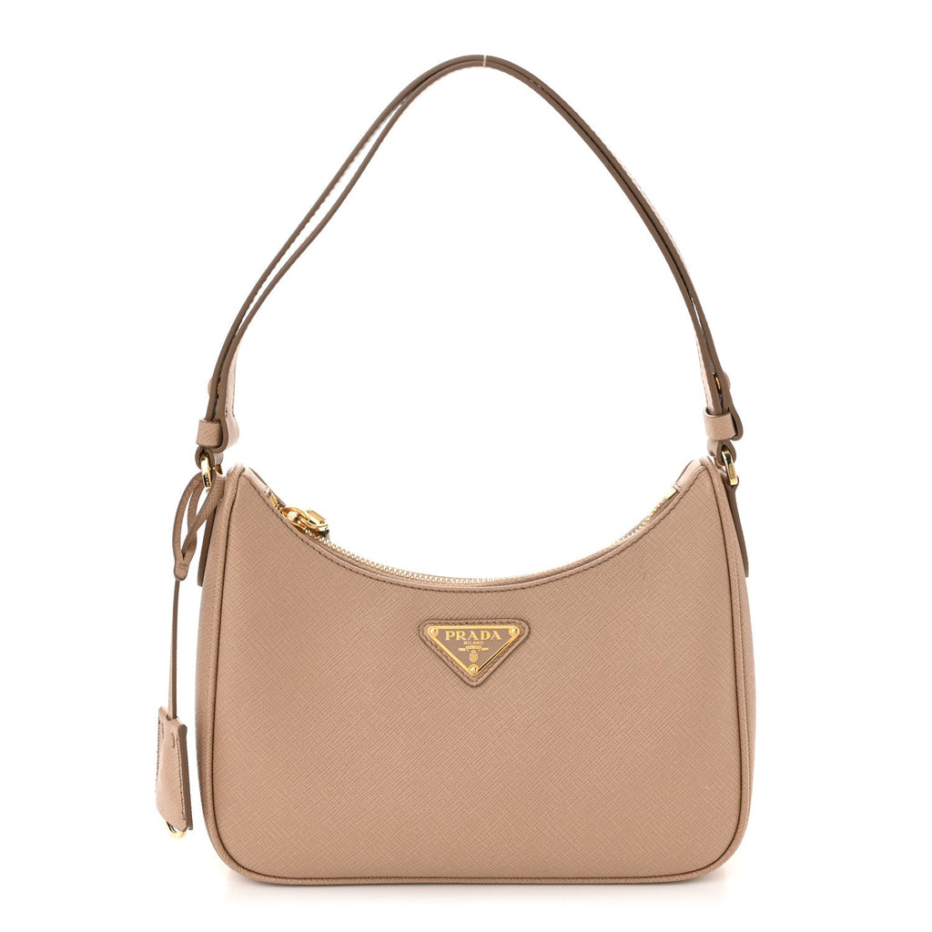 Saffiano Lux Re-Edition Mini Shoulder Bag Cammeo