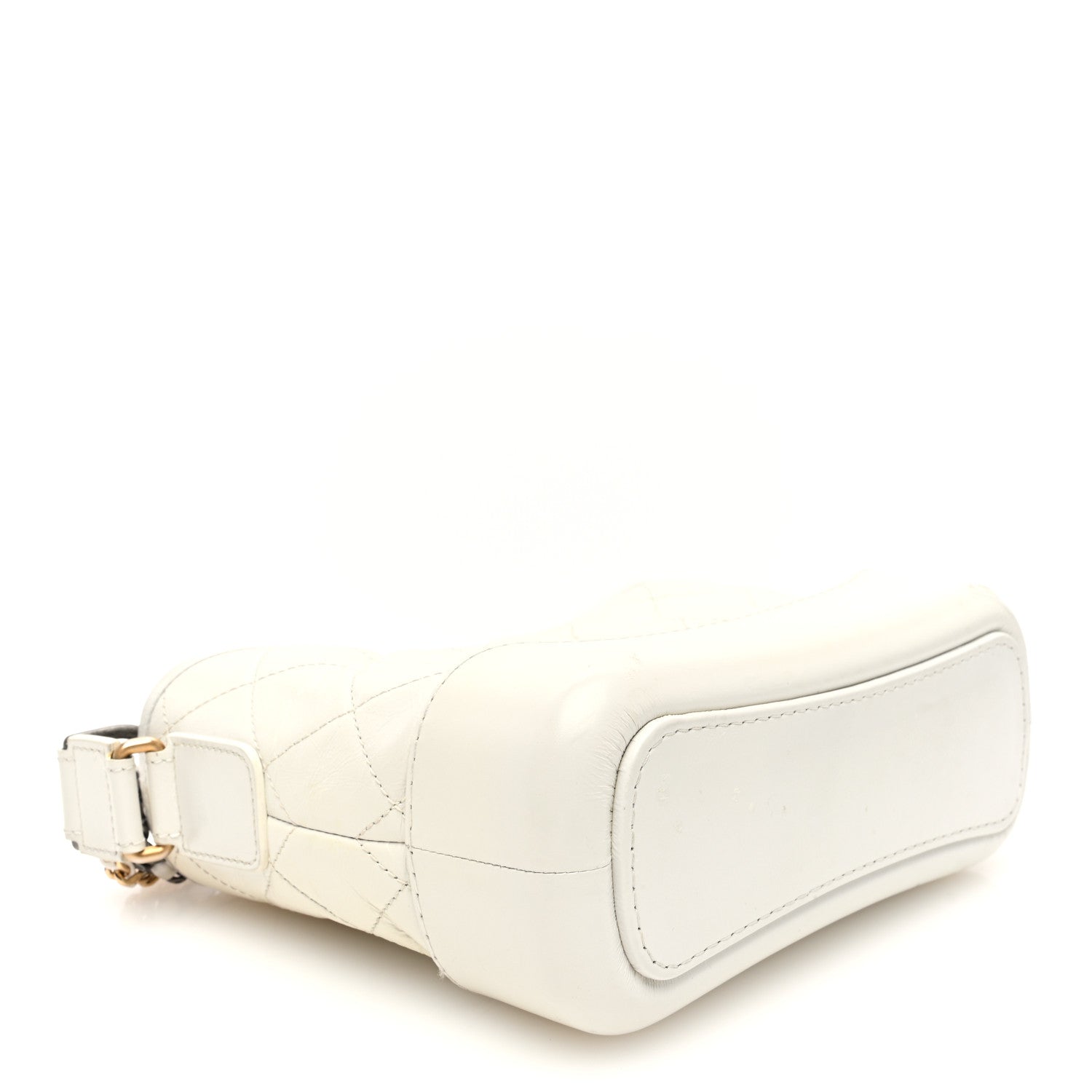 Aged Calfskin Quilted Small Gabrielle Hobo White