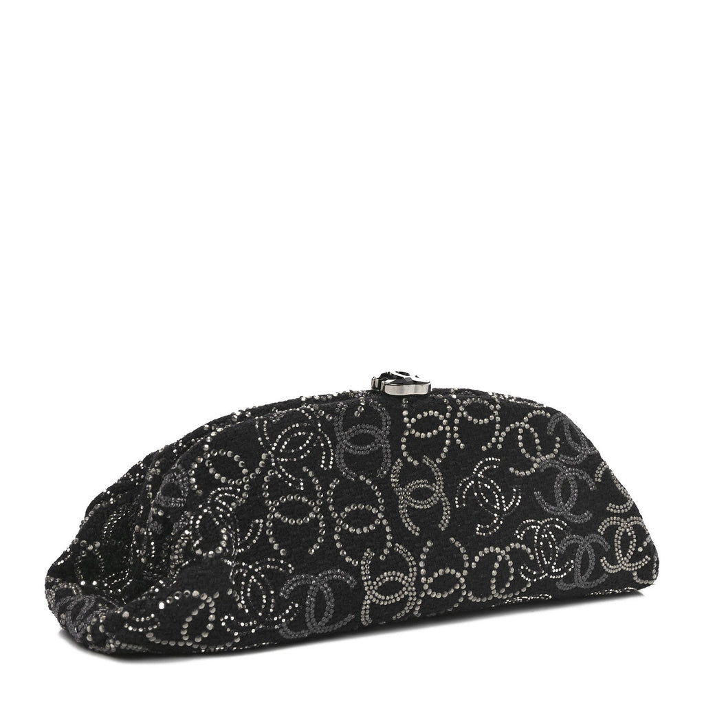 Tweed Strass Pudong Clutch Black