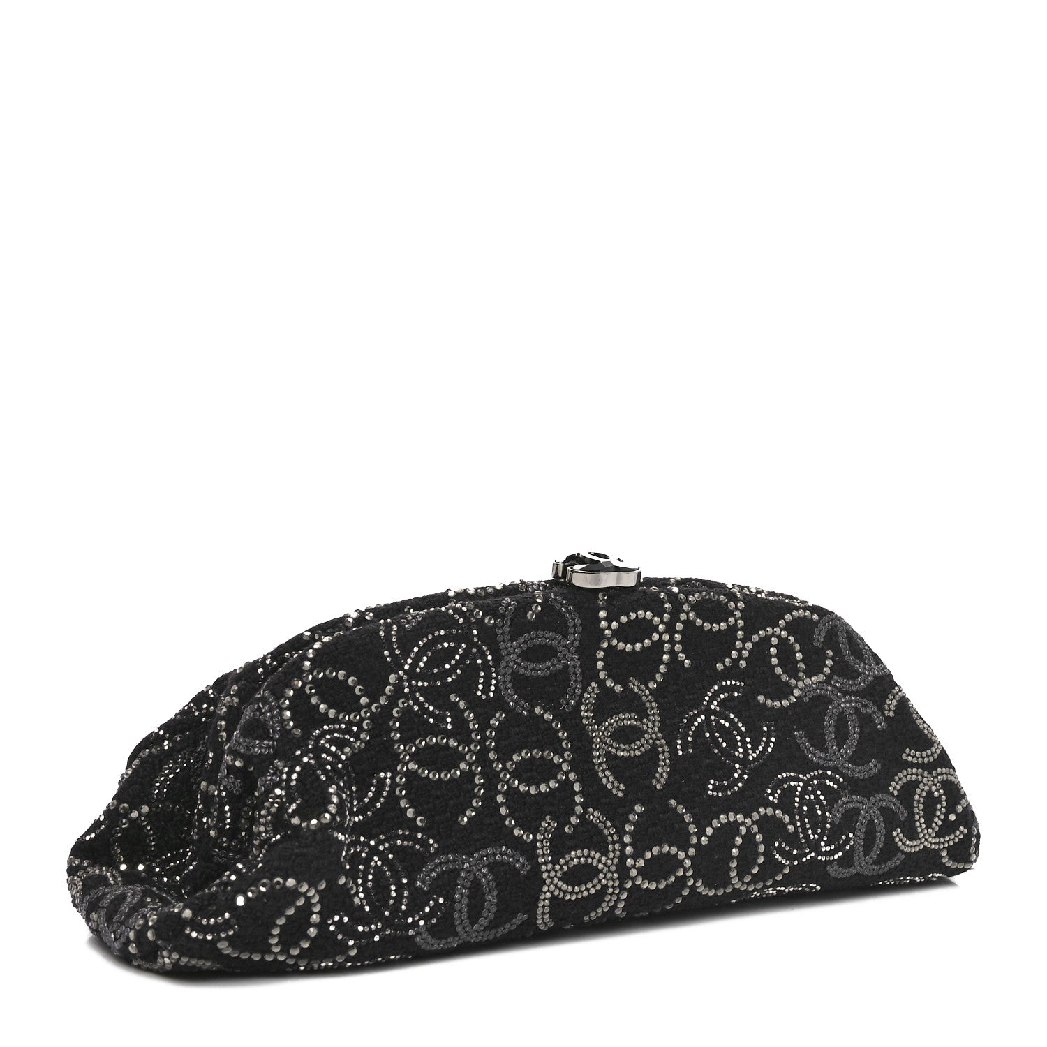 Tweed Strass Pudong Clutch Black