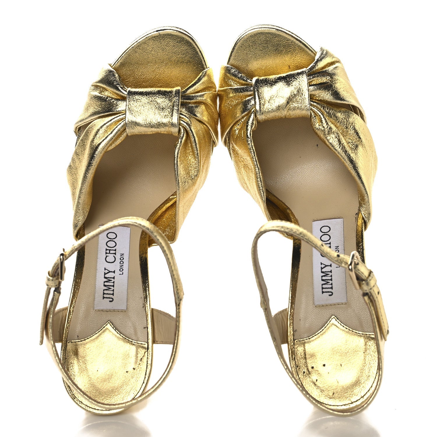 Metallic Calfskin Heloise Ankle Strap 120mm Platform Sandals 37 Gold