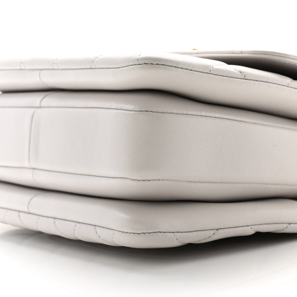 Lambskin Quilted Small Trendy CC Flap Dual Handle Bag Light Grey