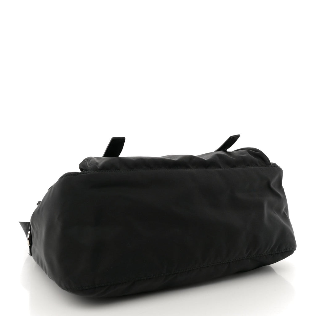 Tessuto Nylon Saffiano Double Buckle Messenger Shoulder Bag Black