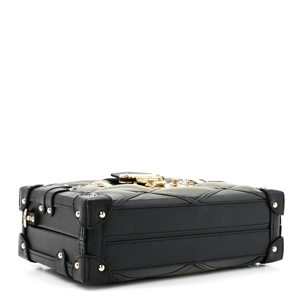 Lambskin Malletage Petite Malle Black Beige