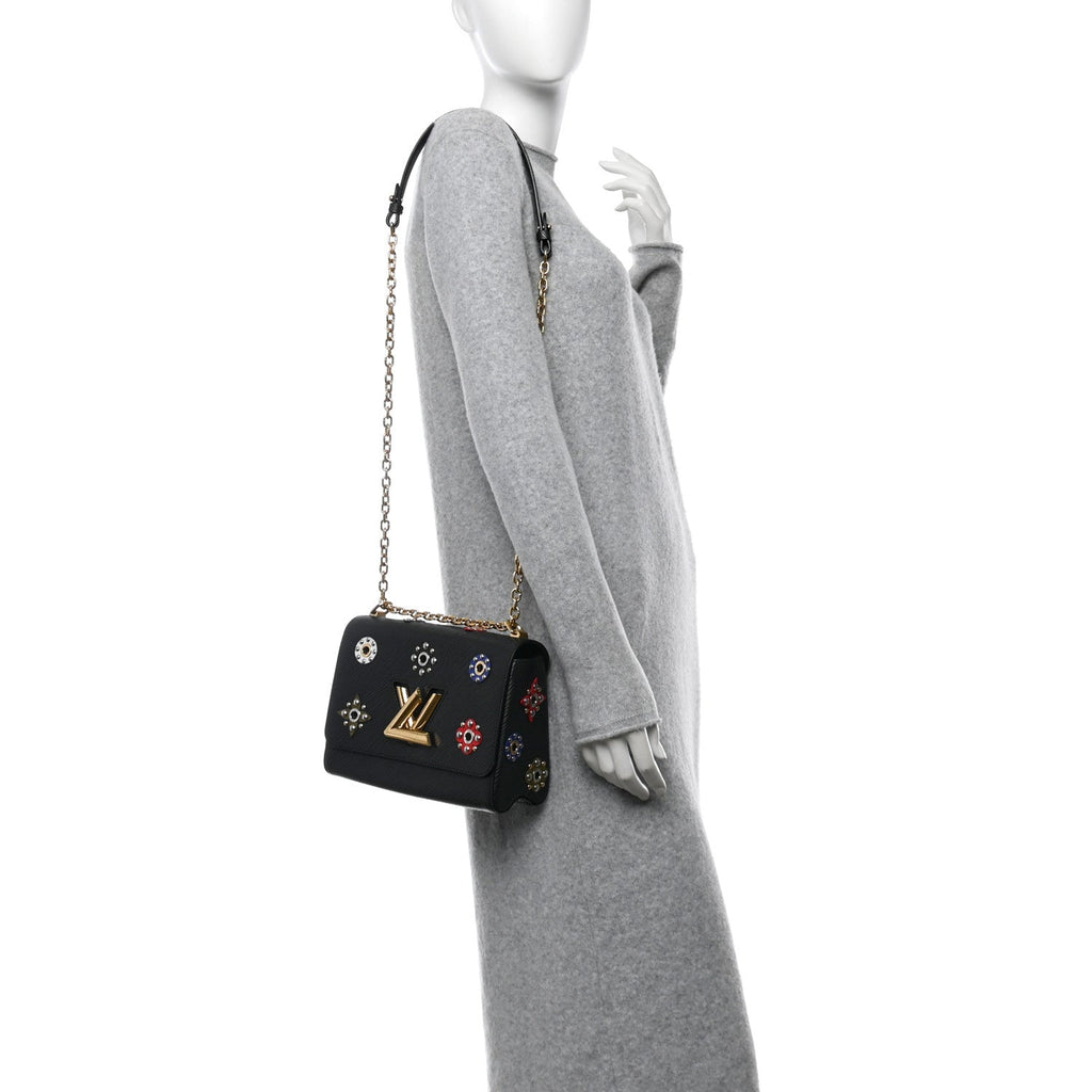Epi Mechanical Flowers Twist Shoulder Bag MM Black