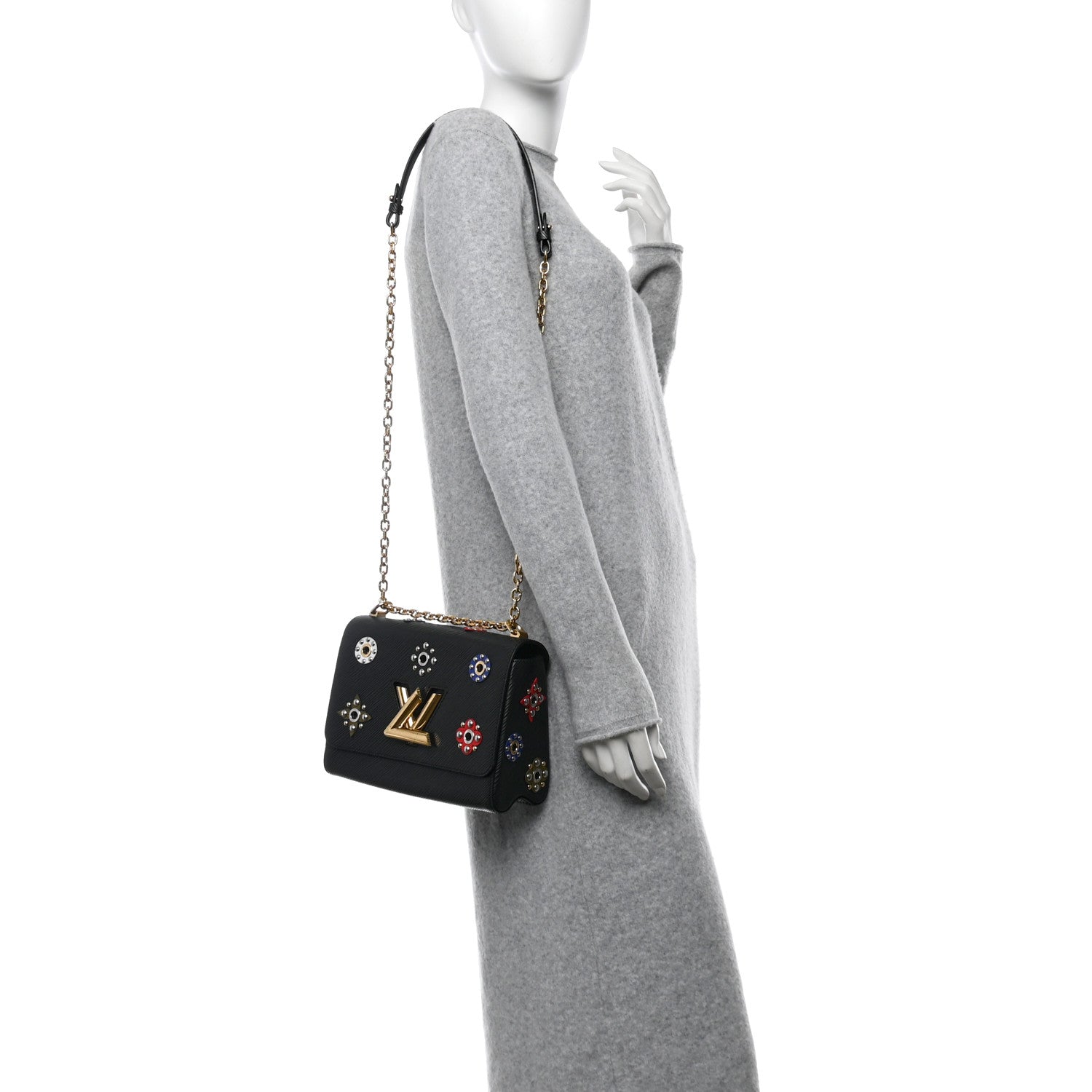Epi Mechanical Flowers Twist Shoulder Bag MM Black