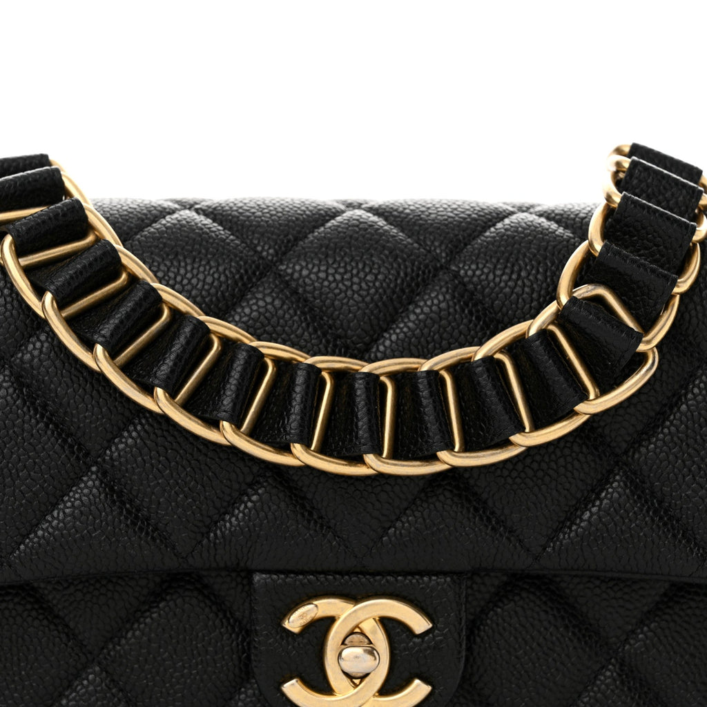 Caviar Quilted Chain Soul Flap Black