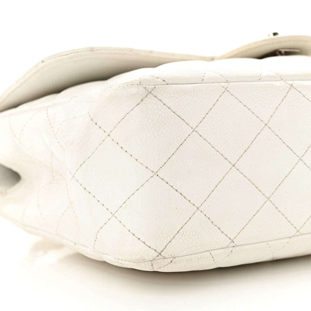 Caviar Jumbo Single Flap White