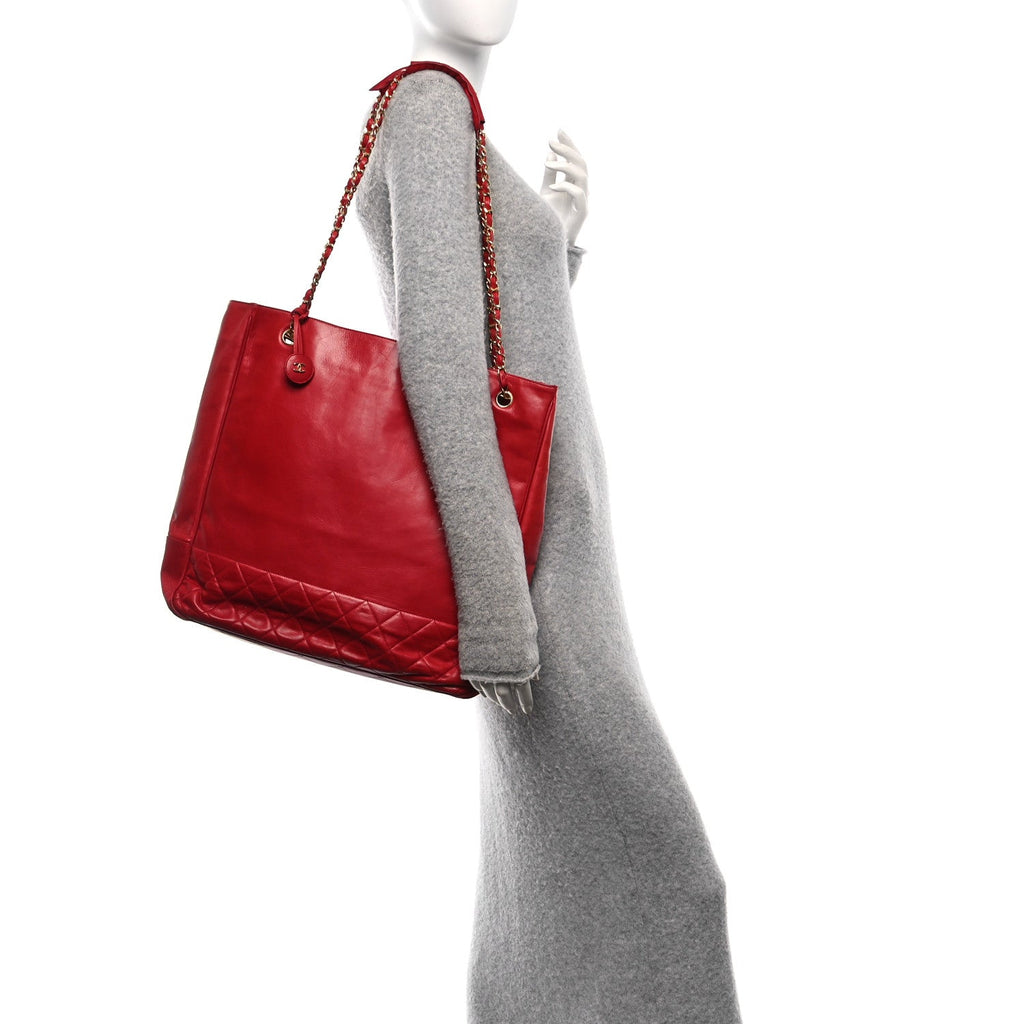 Lambskin Quilted Shoulder Bag Red