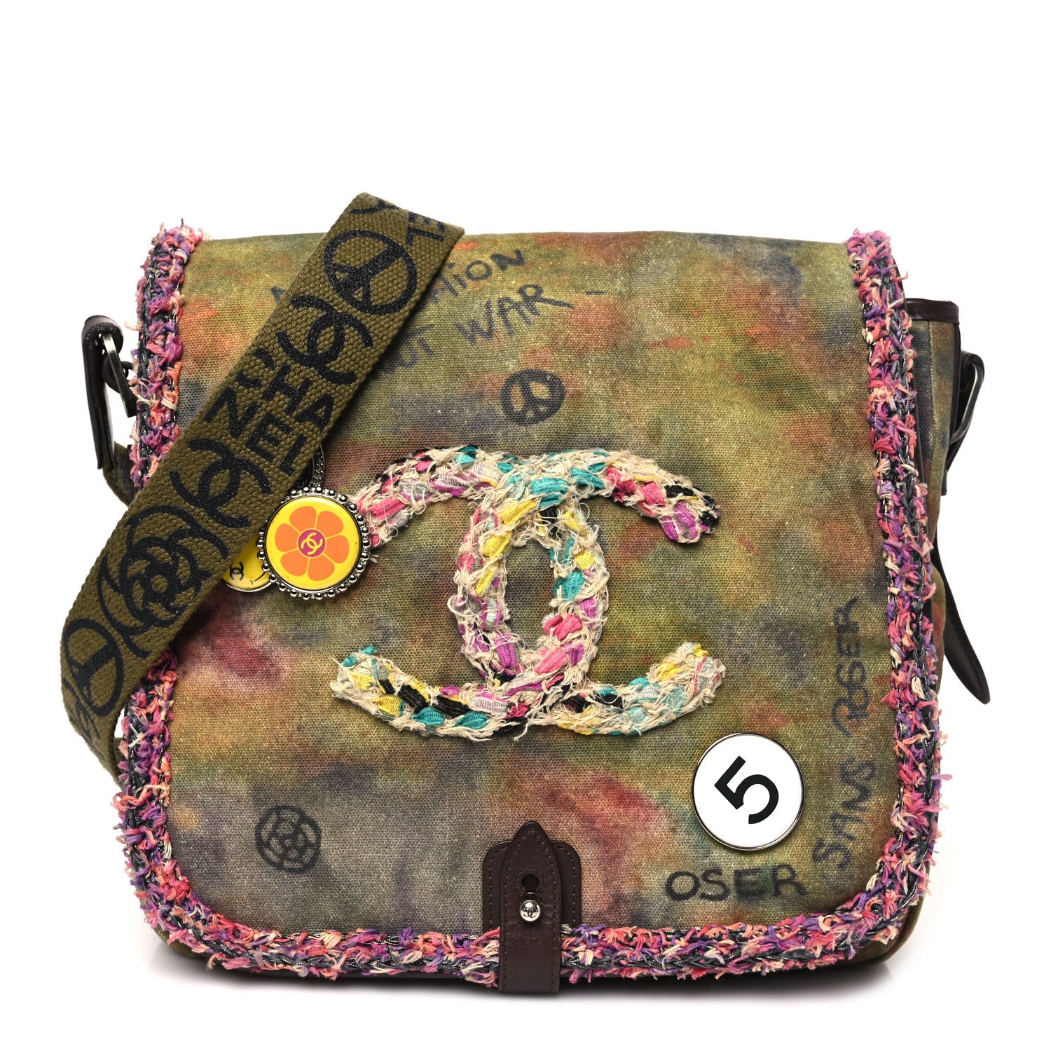 Washed Toile Graffiti On The Pavements Messenger Khaki Multicolor