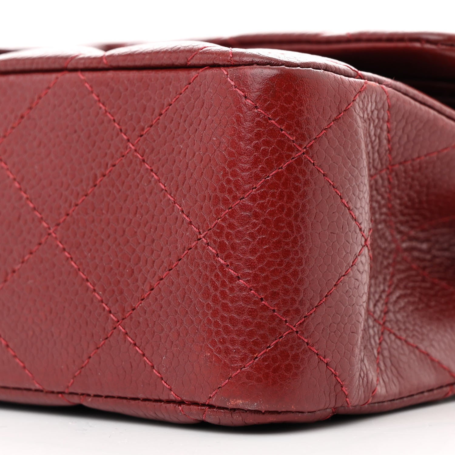 Caviar Quilted Medium Double Flap Burgundy