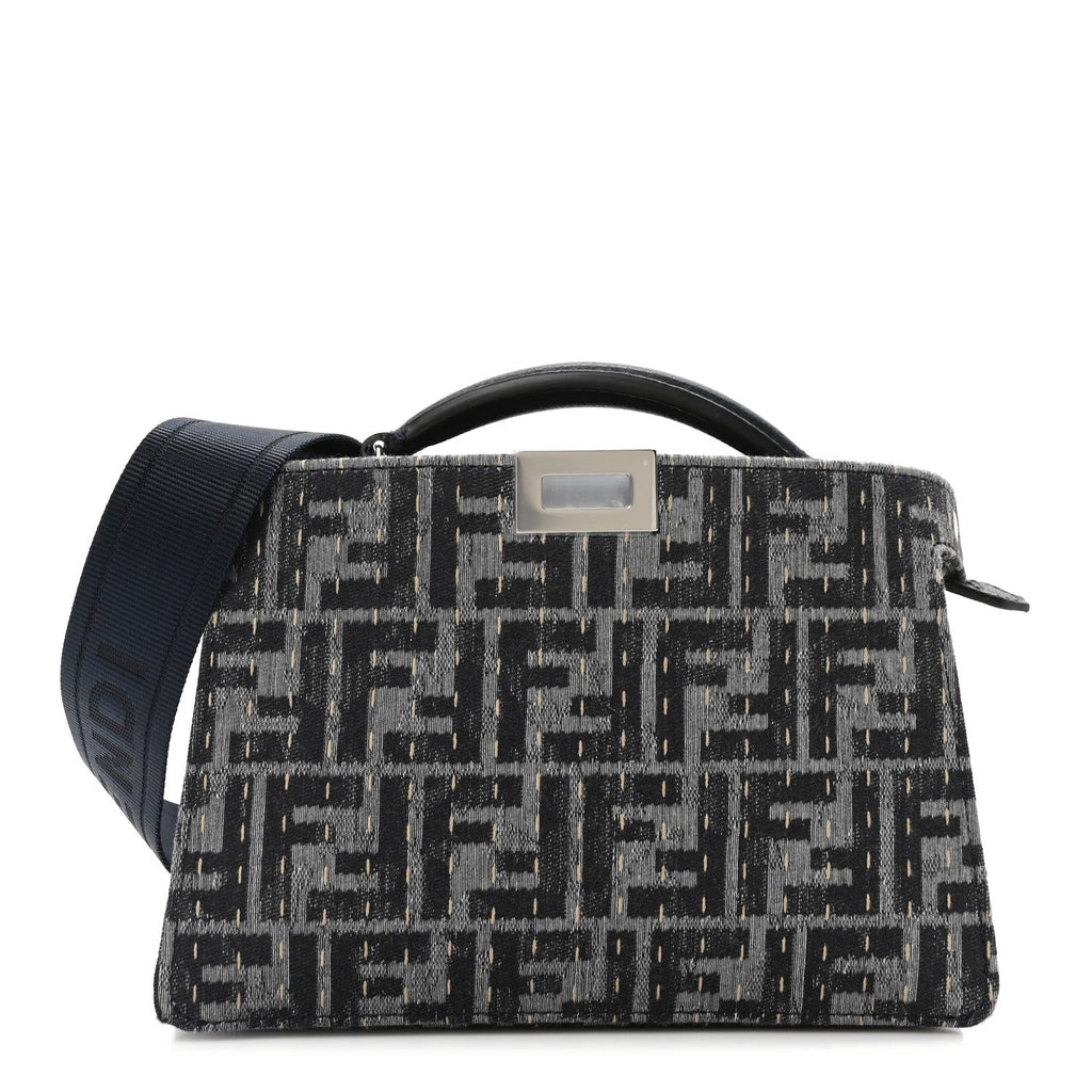 Chenille Vitello Seta FF Peekaboo I See U X Cross Satchel Blue Notte