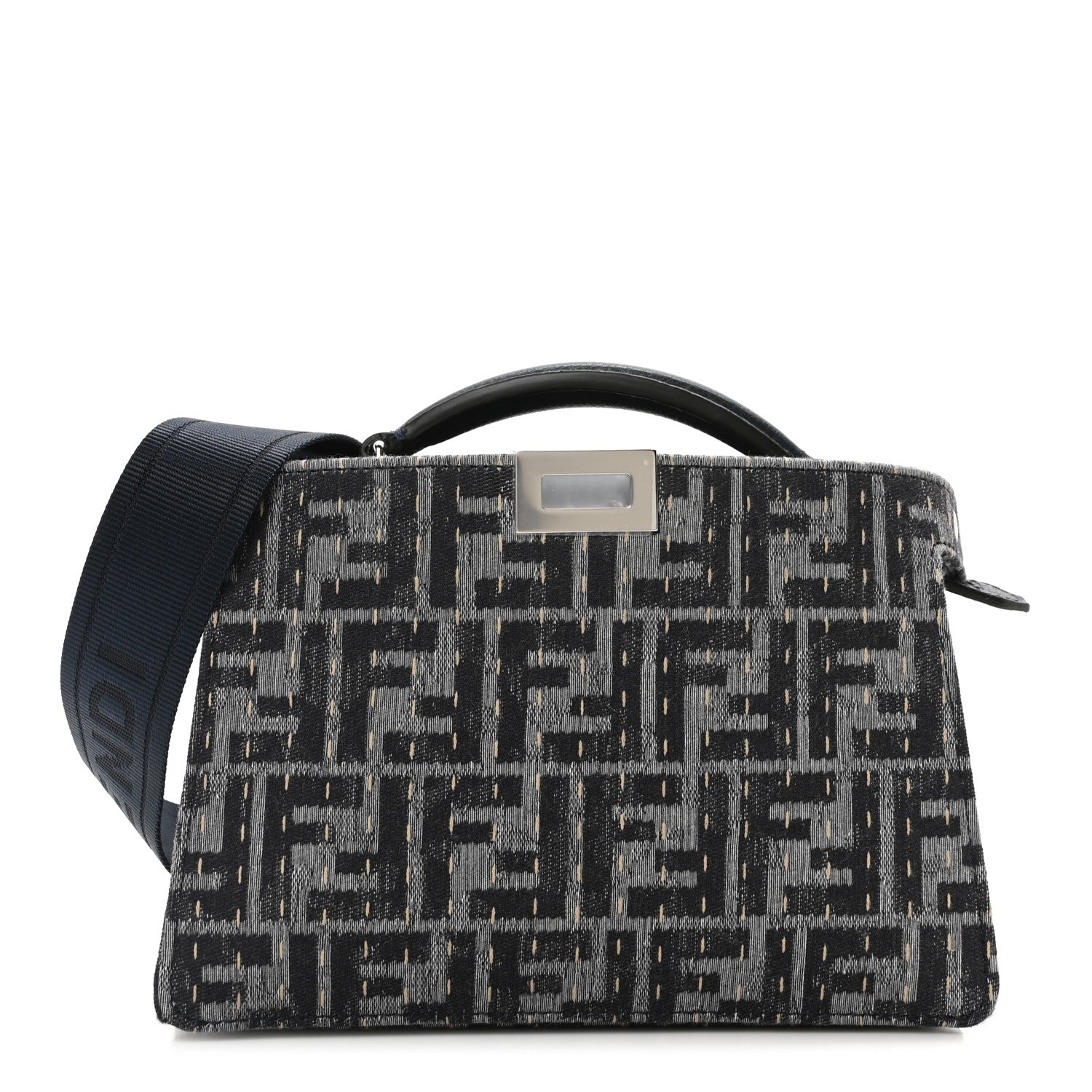 Chenille Vitello Seta FF Peekaboo I See U X Cross Satchel Blue Notte