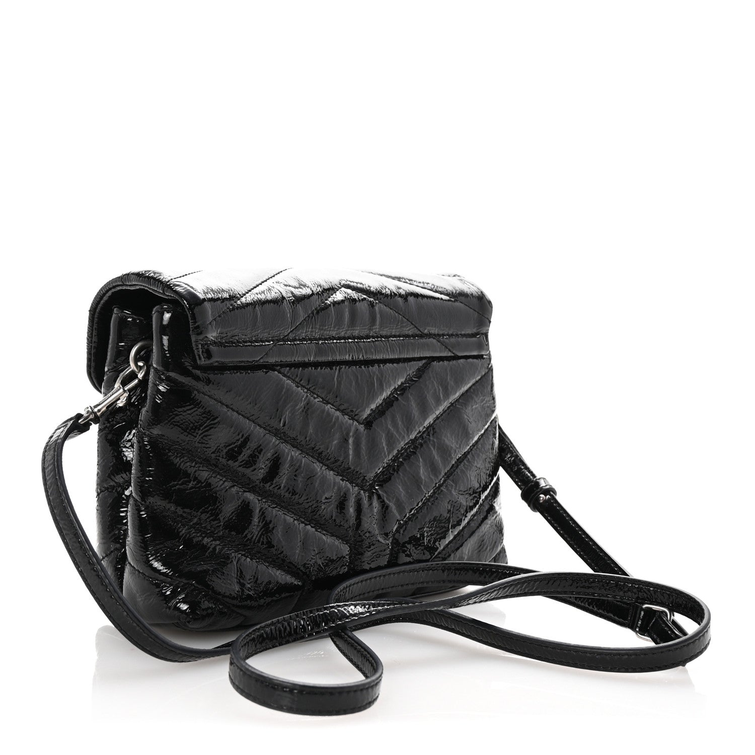 Patent Y Quilted Monogram Toy Loulou Crossbody Bag Black