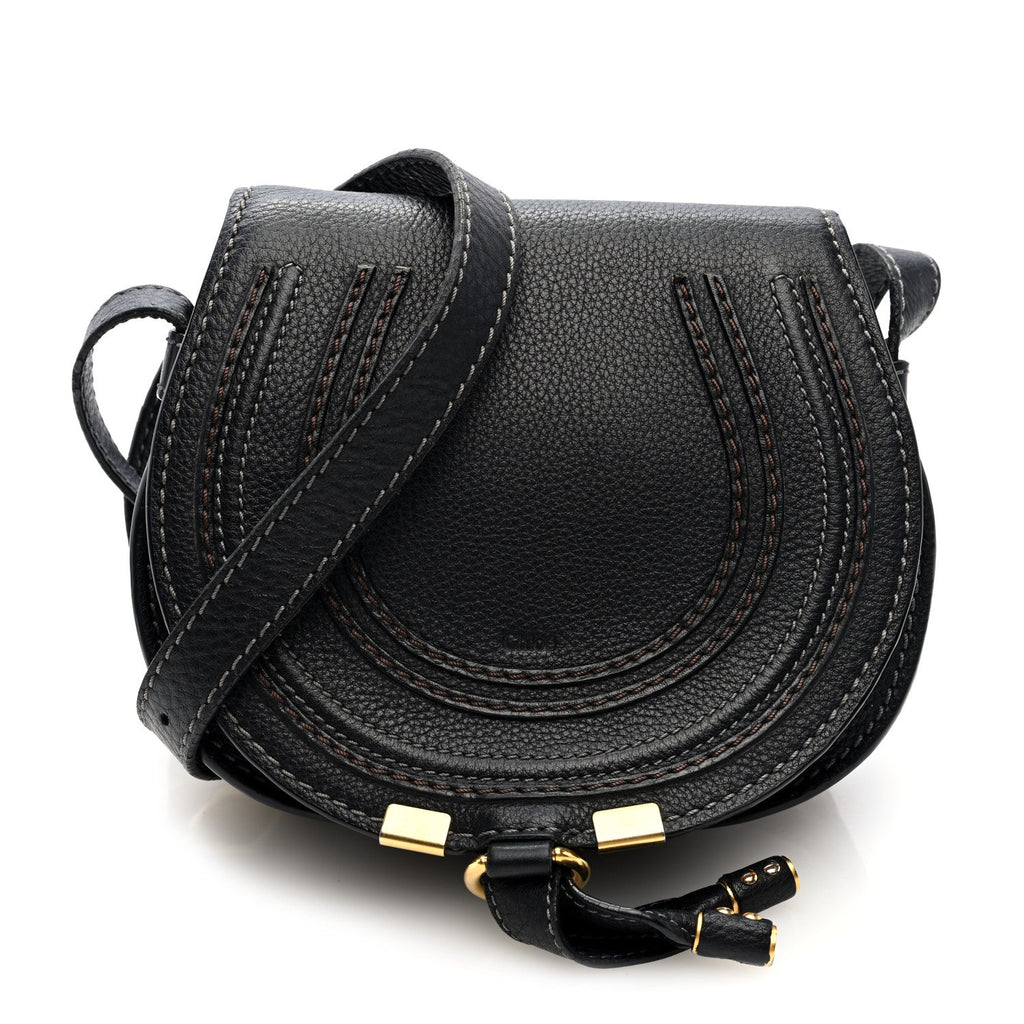 Calfskin Mini Marcie Round Crossbody Bag Black