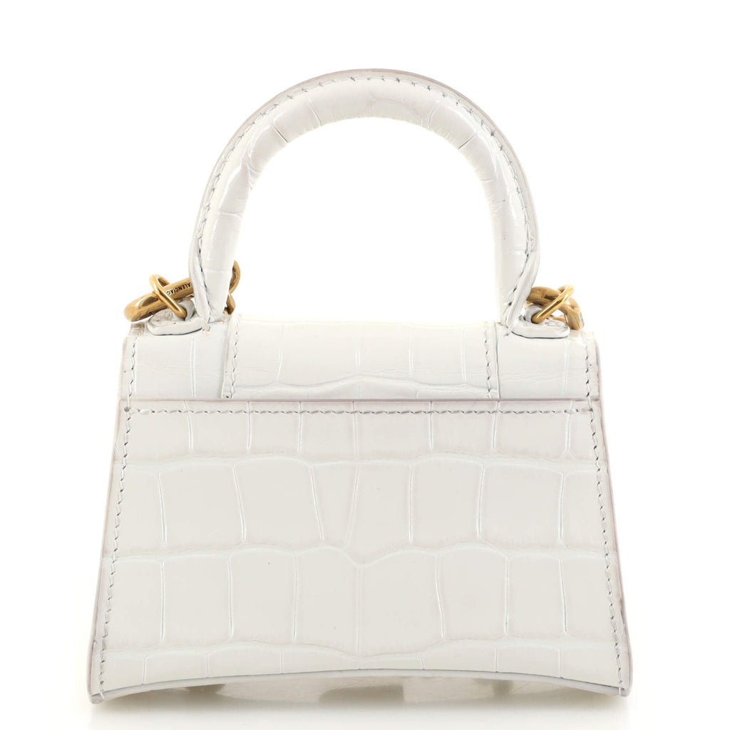 Hourglass Top Handle Bag Crocodile Embossed Leather Mini