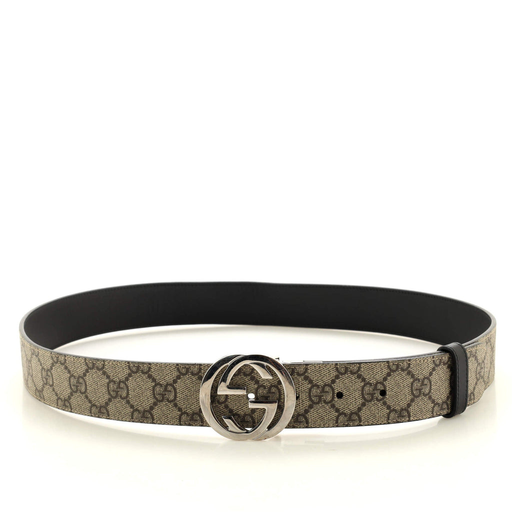 Interlocking G Reversible Belt GG Coated Canvas and Leather Wide 100